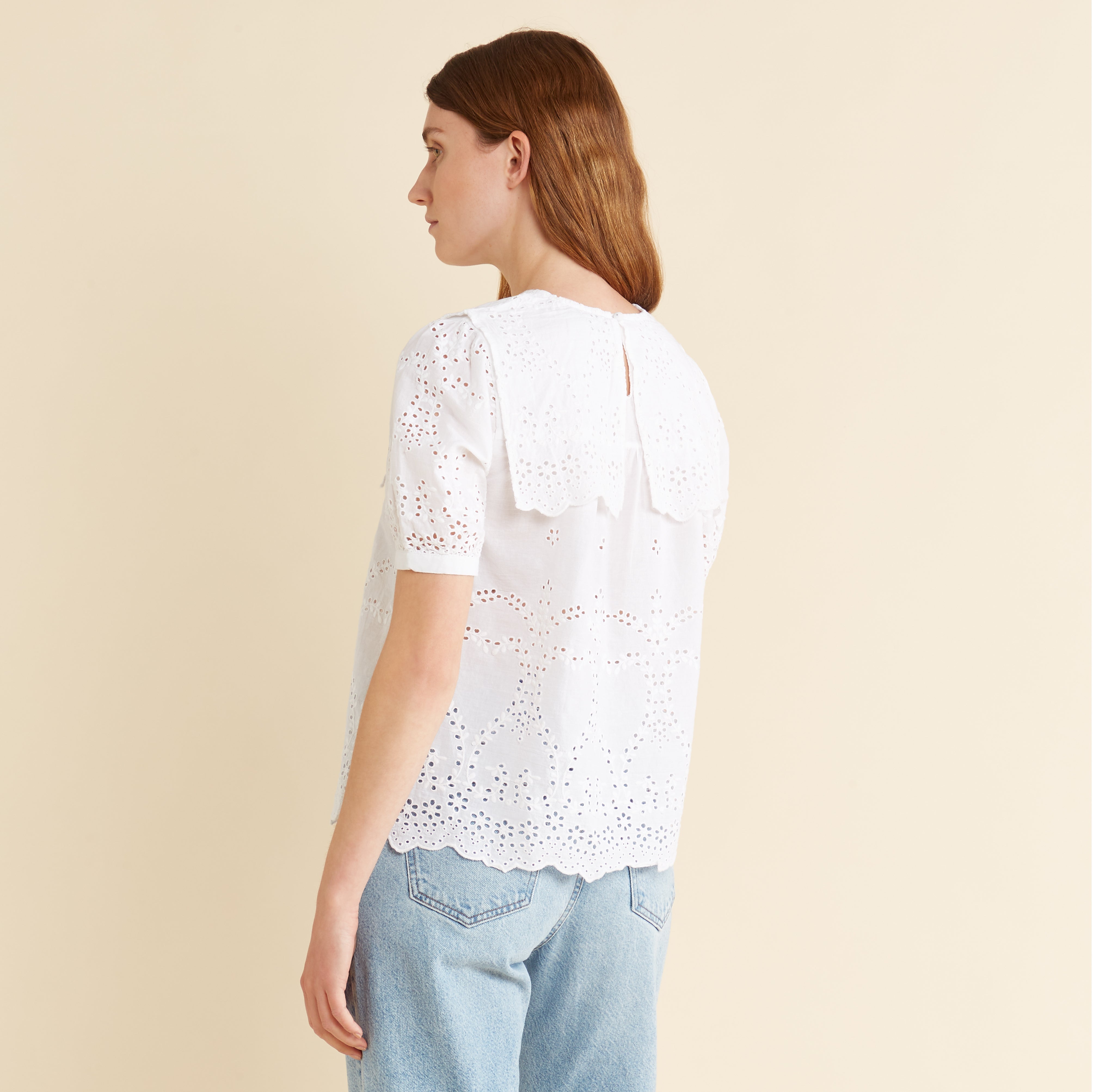 Re-Loved  White Embroidered Top - Size 12