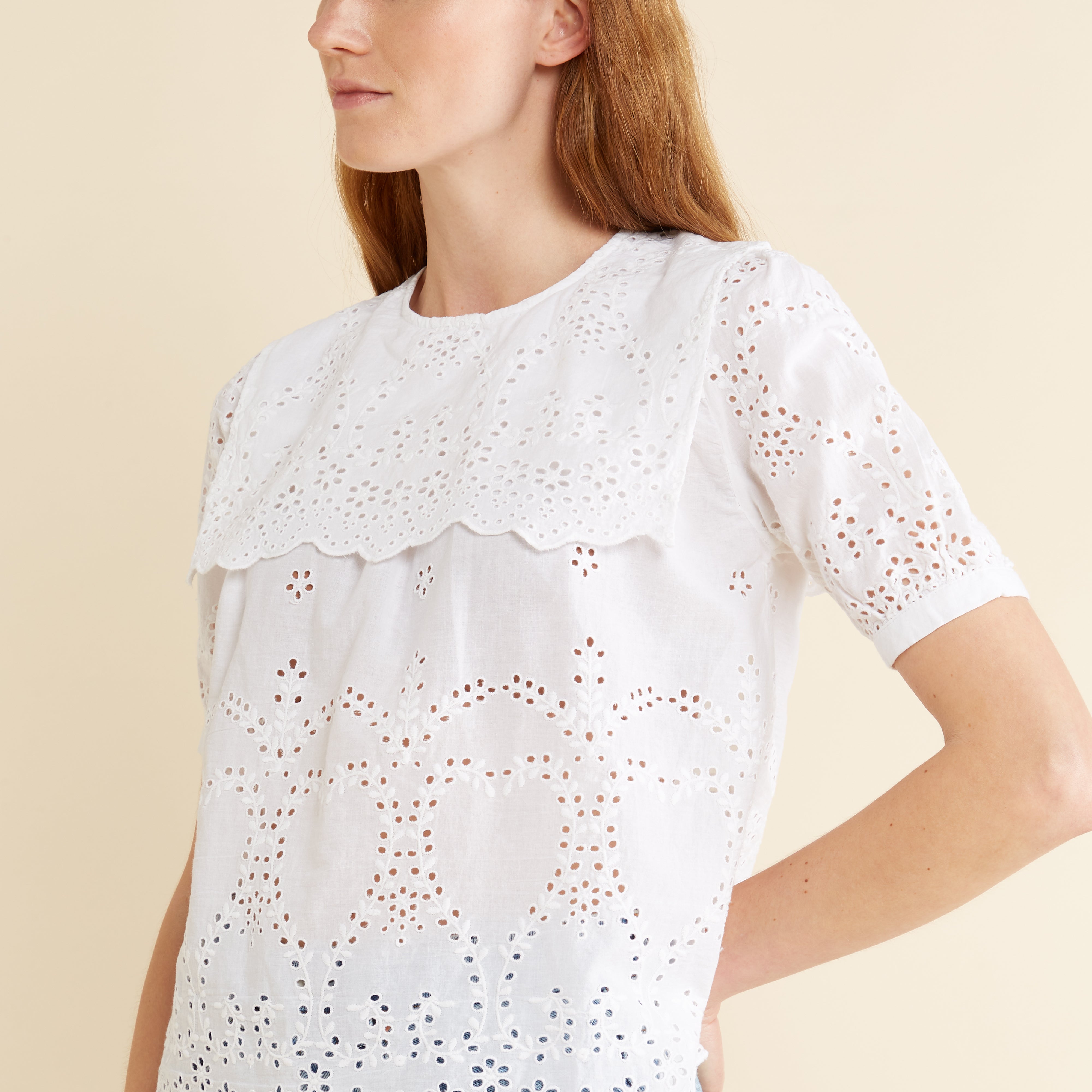 Re-Loved  White Embroidered Top - Size 12