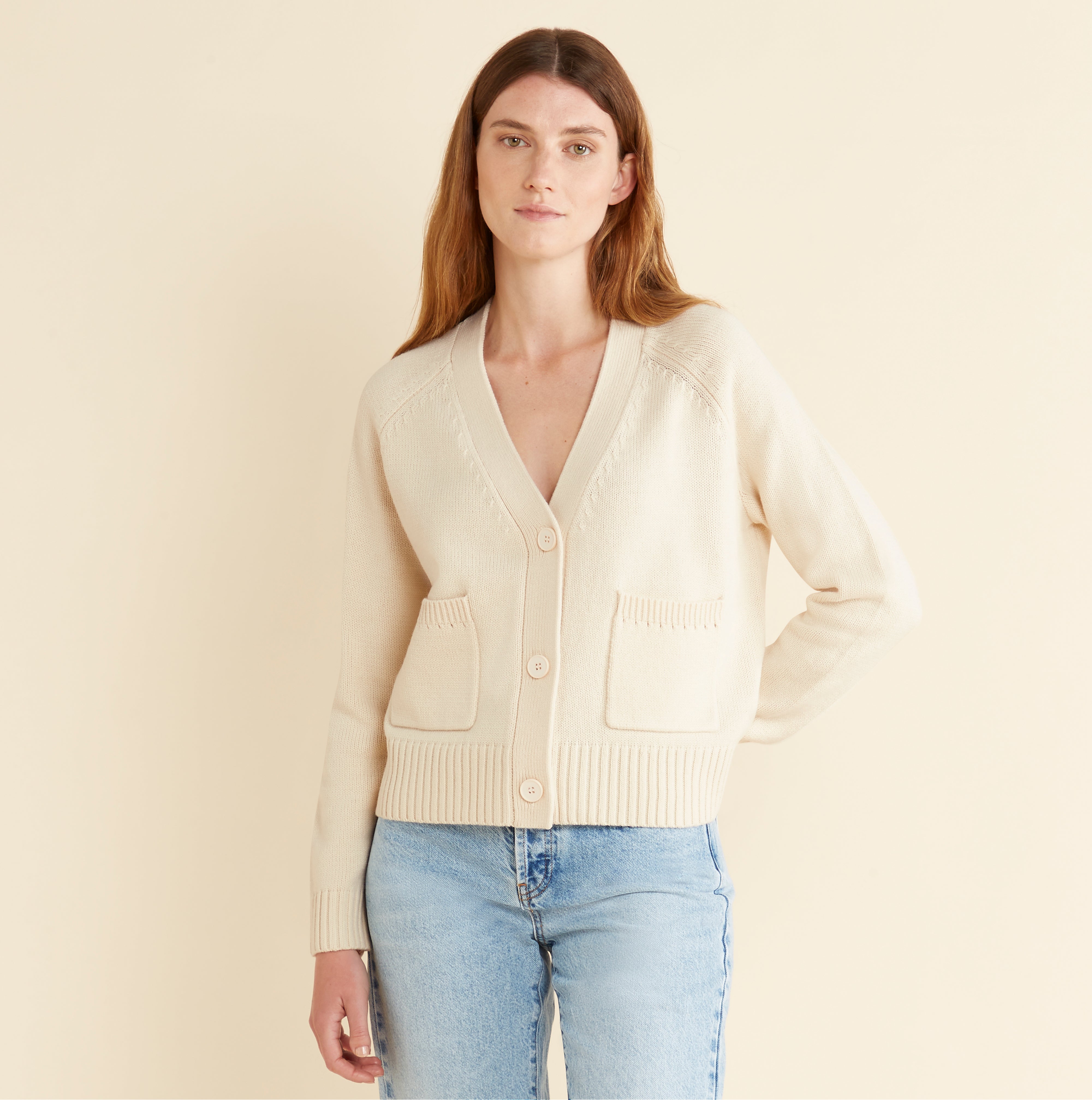 Re-Loved Cream Relaxed Cardigan - Size 10