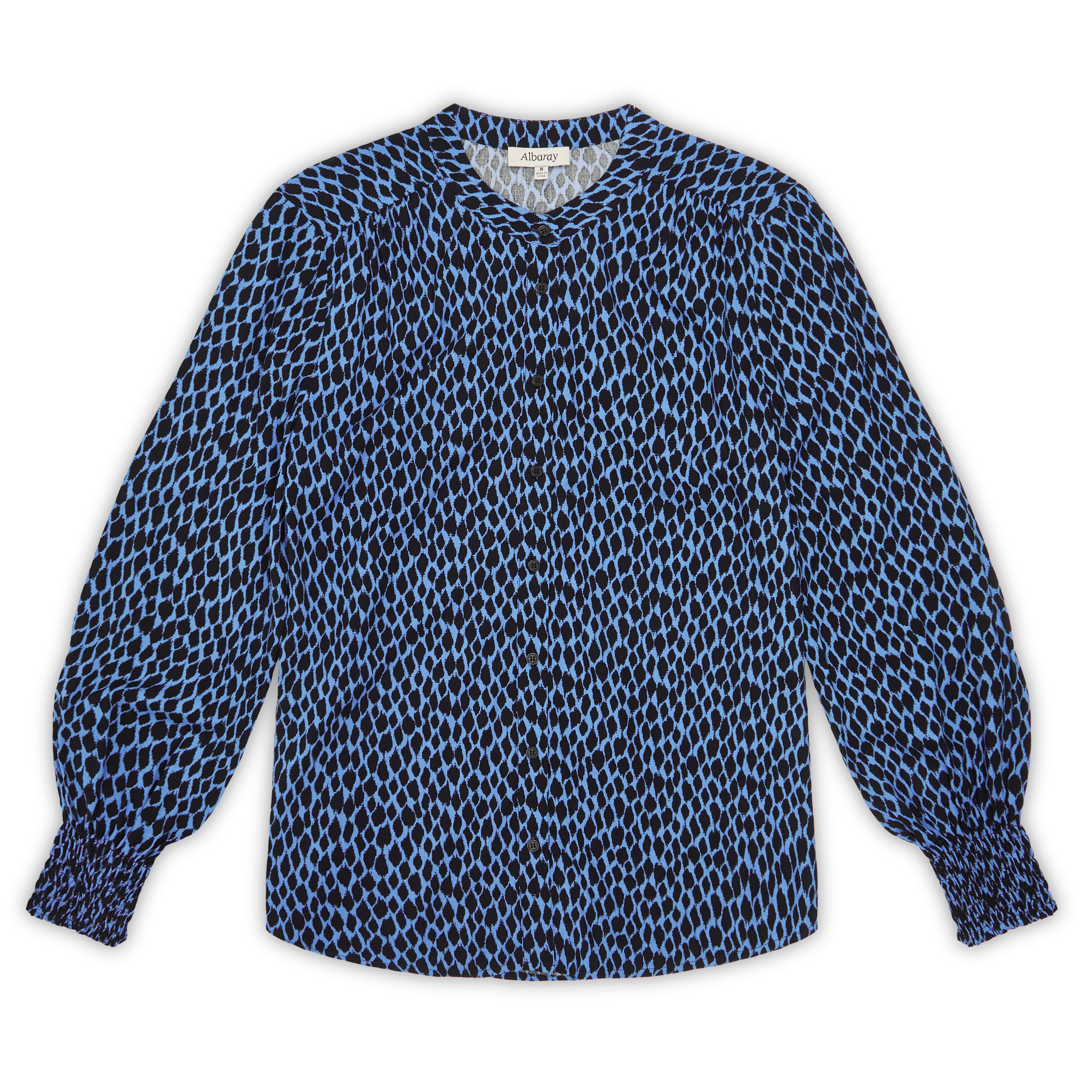 Re-Loved Blue Ikat Blouse Size 10