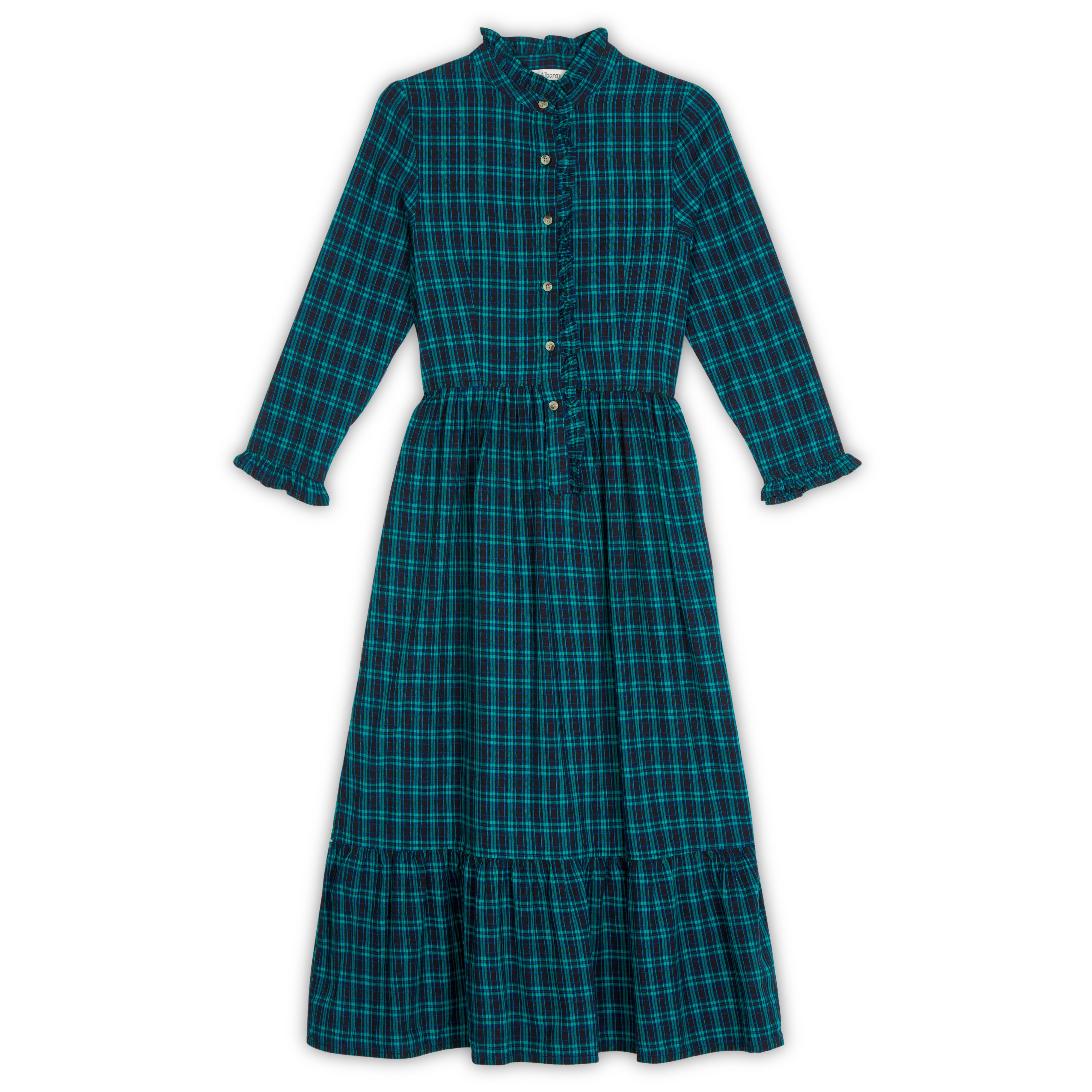 Re-Loved Green Check Ruffle Trim Dress Size 18