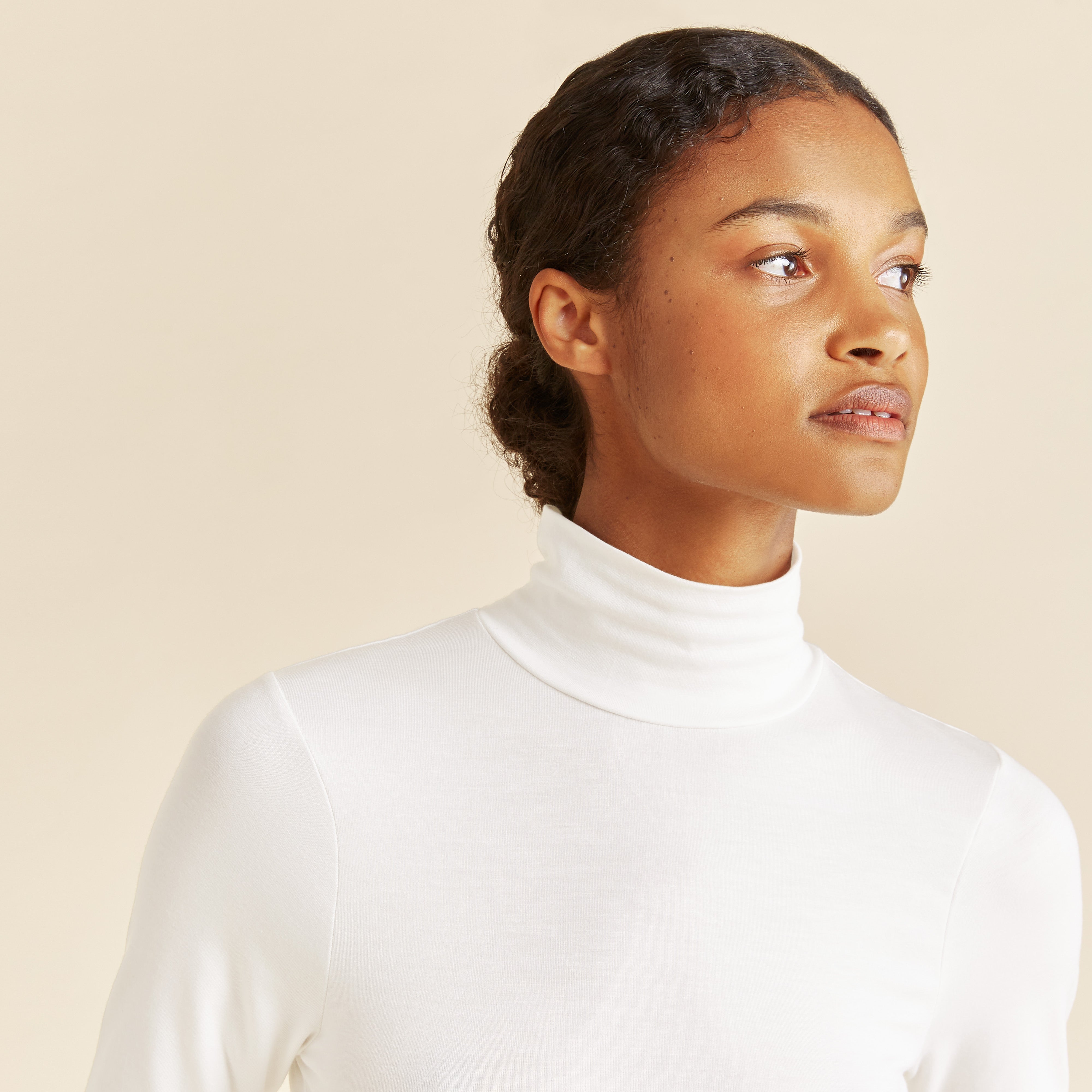 Re-Loved Cream Tencel Roll Neck - Size 8