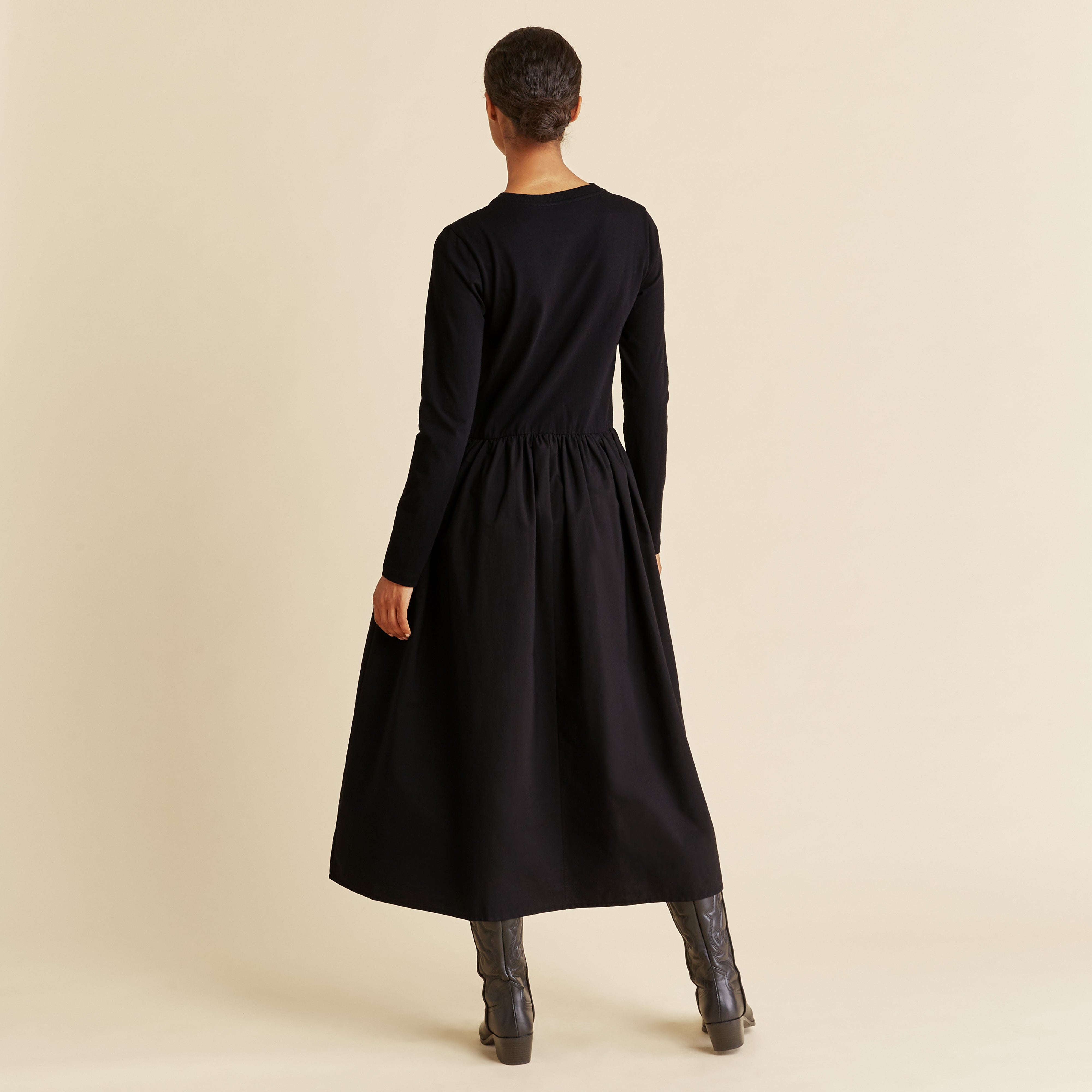 Re-Loved  Long Sleeve Jersey and Woven Mix Dress - Size 8