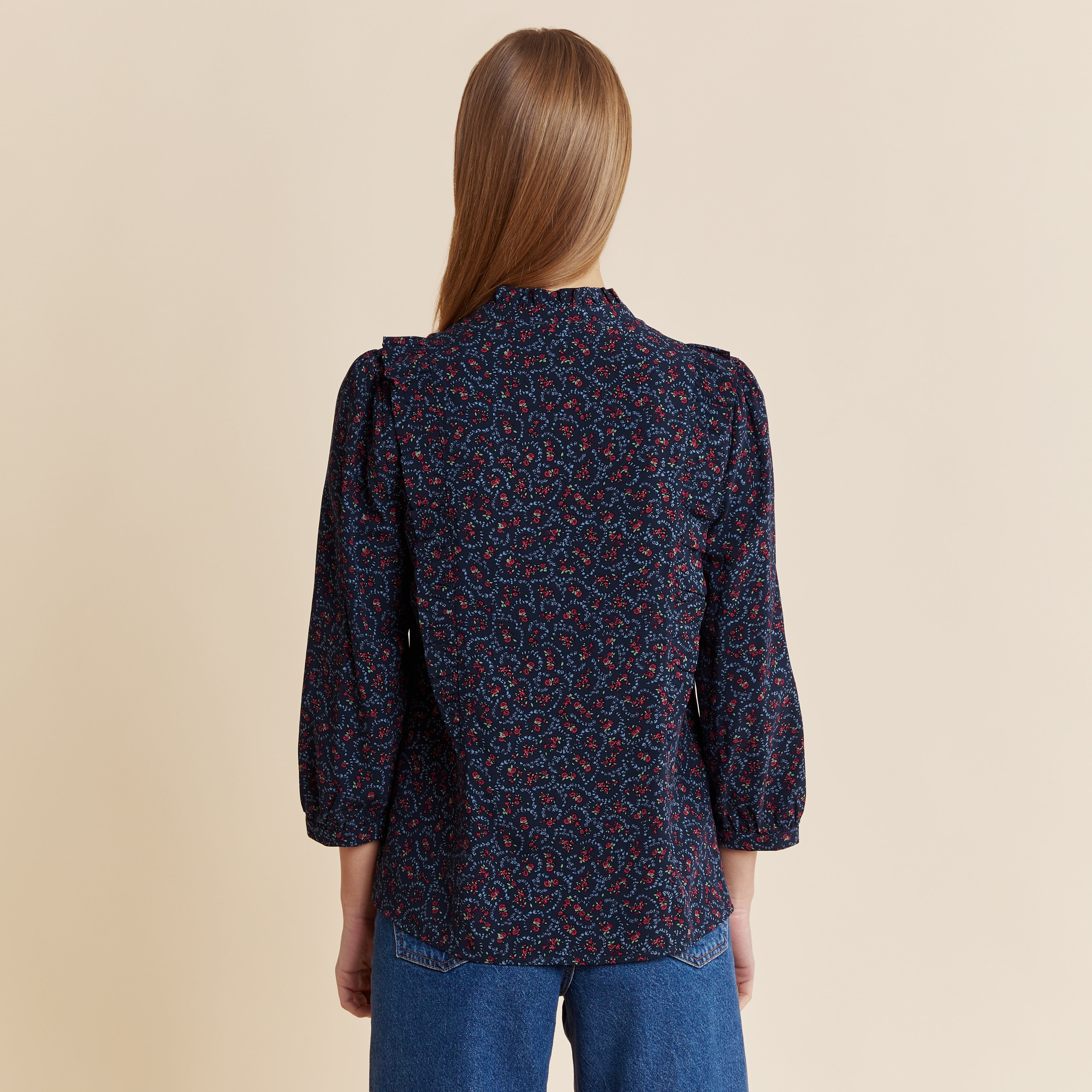 Re-Loved Vintage Rose Western Frill Blouse - Size 12