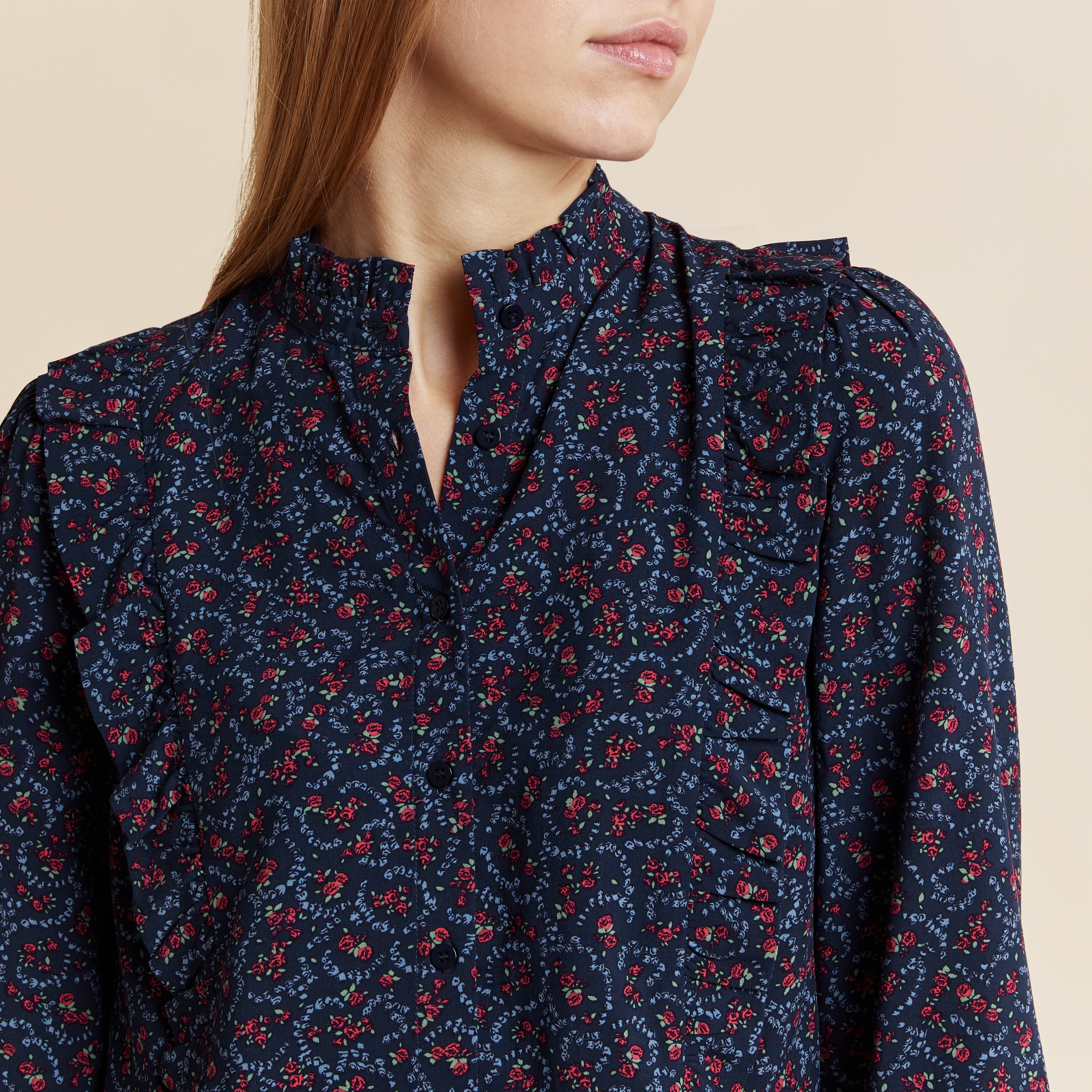 Re-Loved Vintage Rose Western Frill Blouse - Size 12