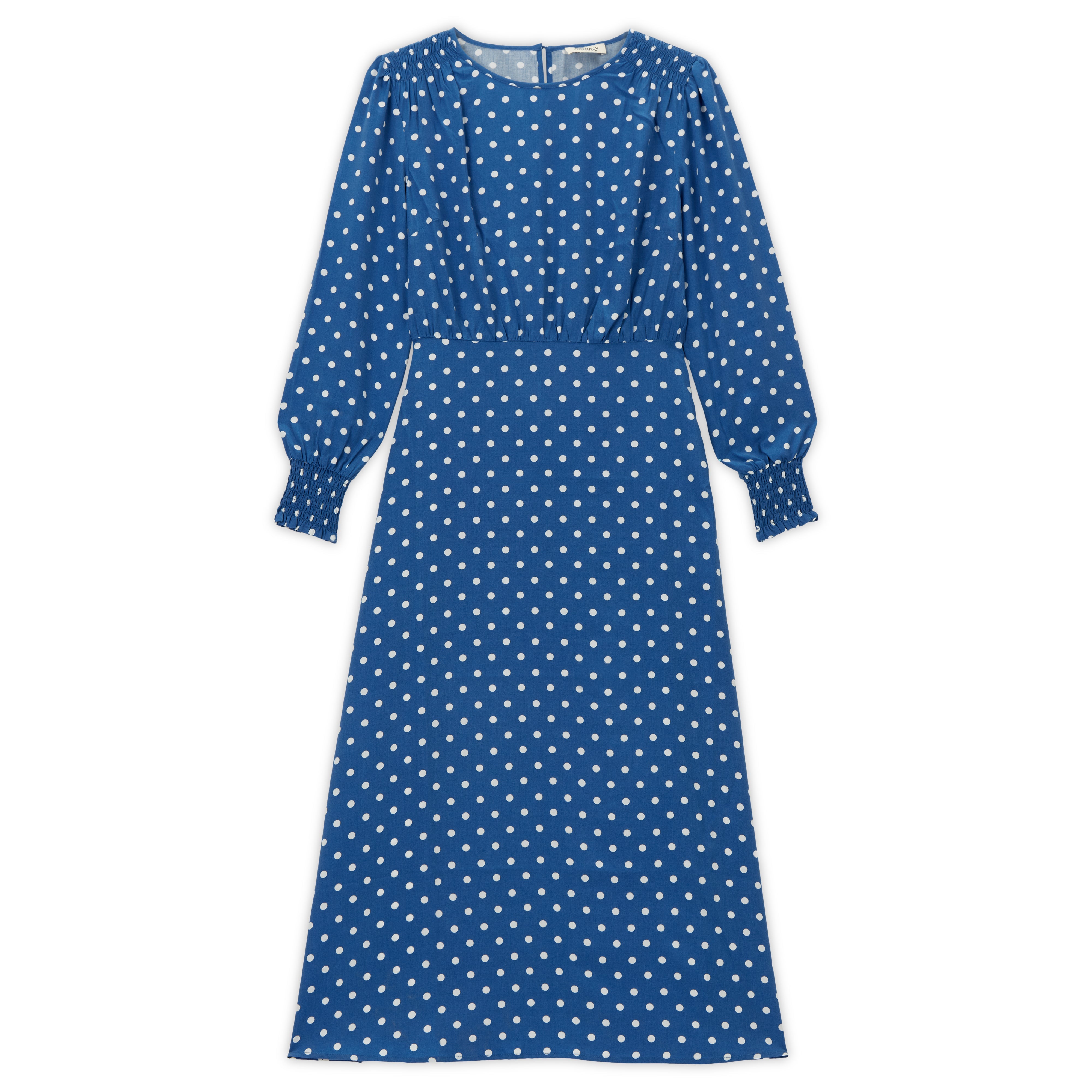 Re-Loved  Blue Spot Midi Dress - Size 18