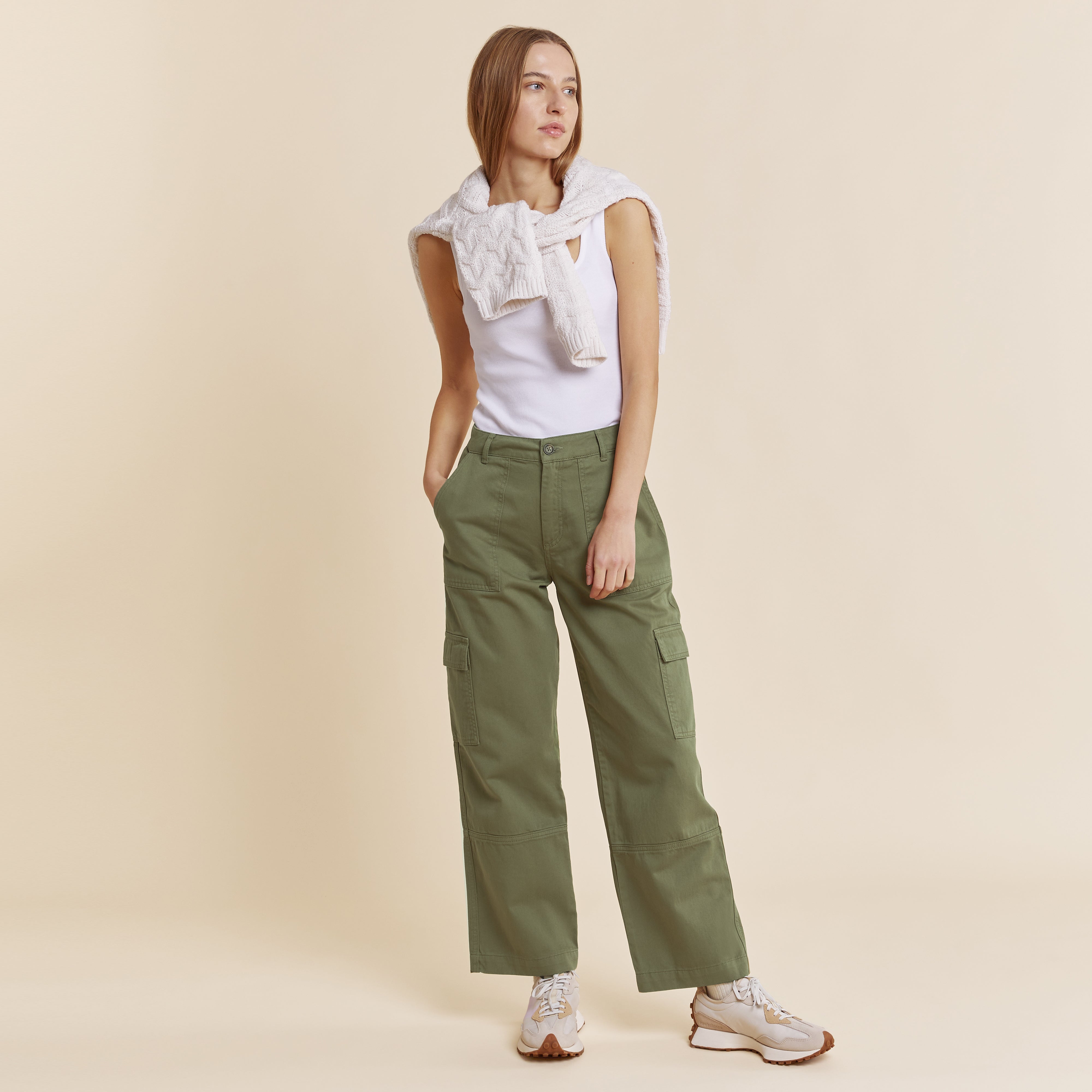 Re-Loved Green Utility Pocket Cargo Trousers - Size 10