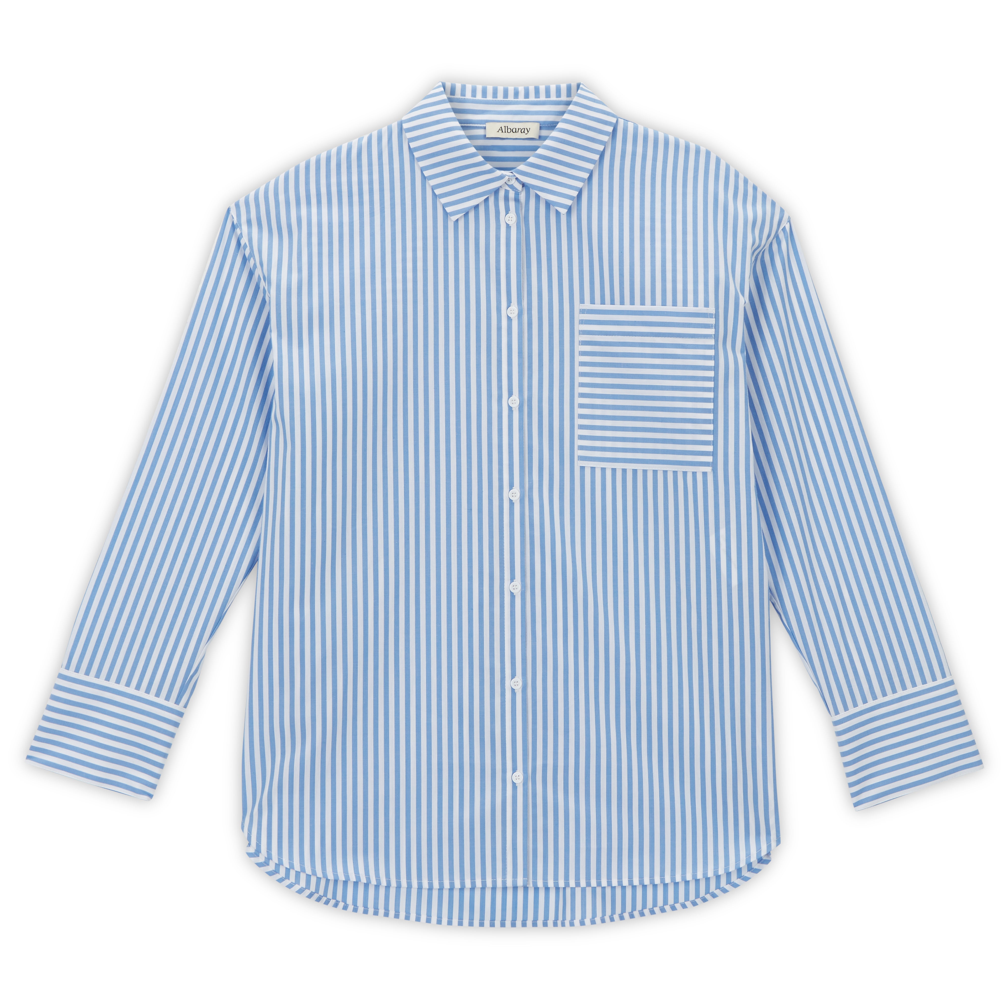 Re-Loved Blue White Stripe Organic Cotton Shirt Size 12