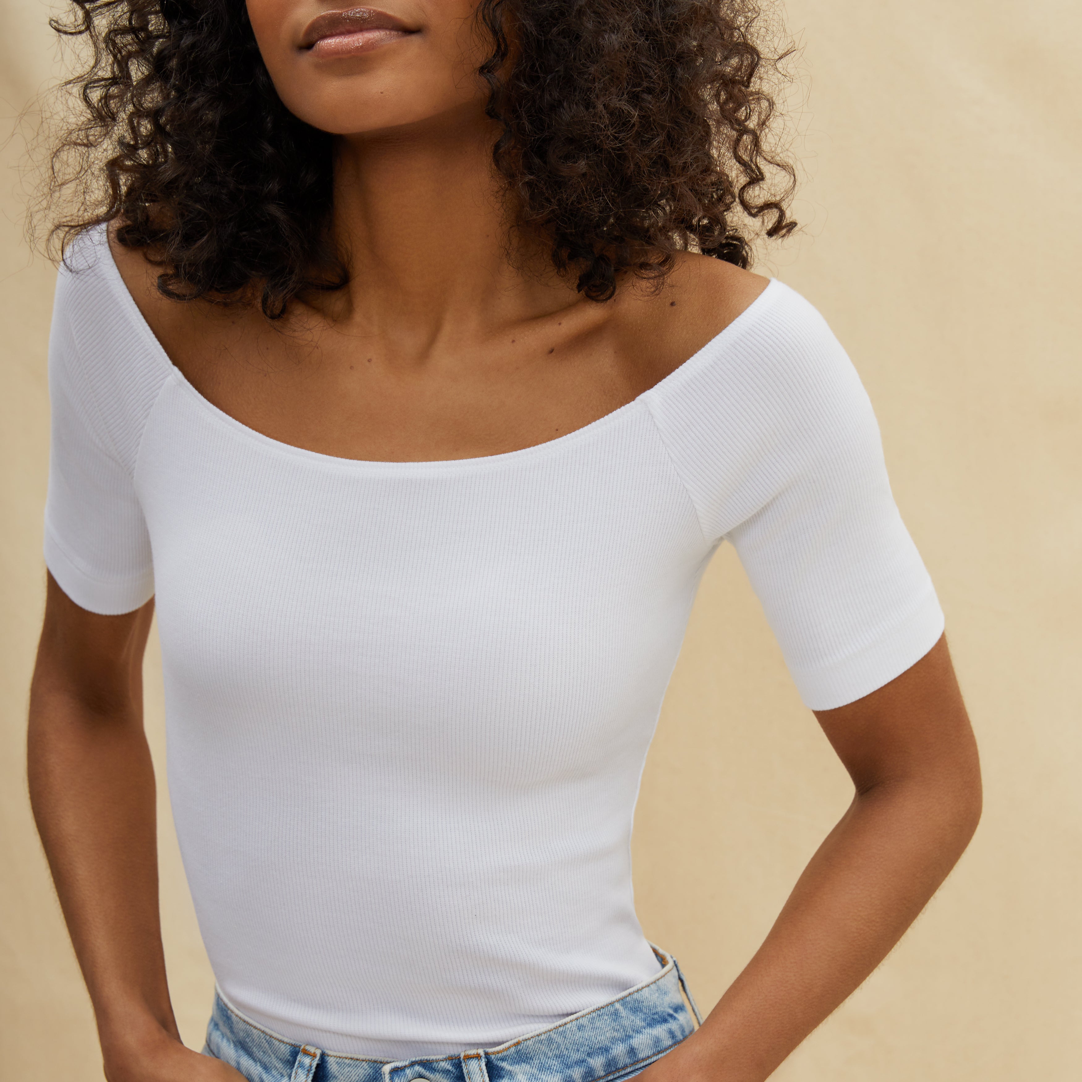 Re-Loved White Bardot Top - Size 18
