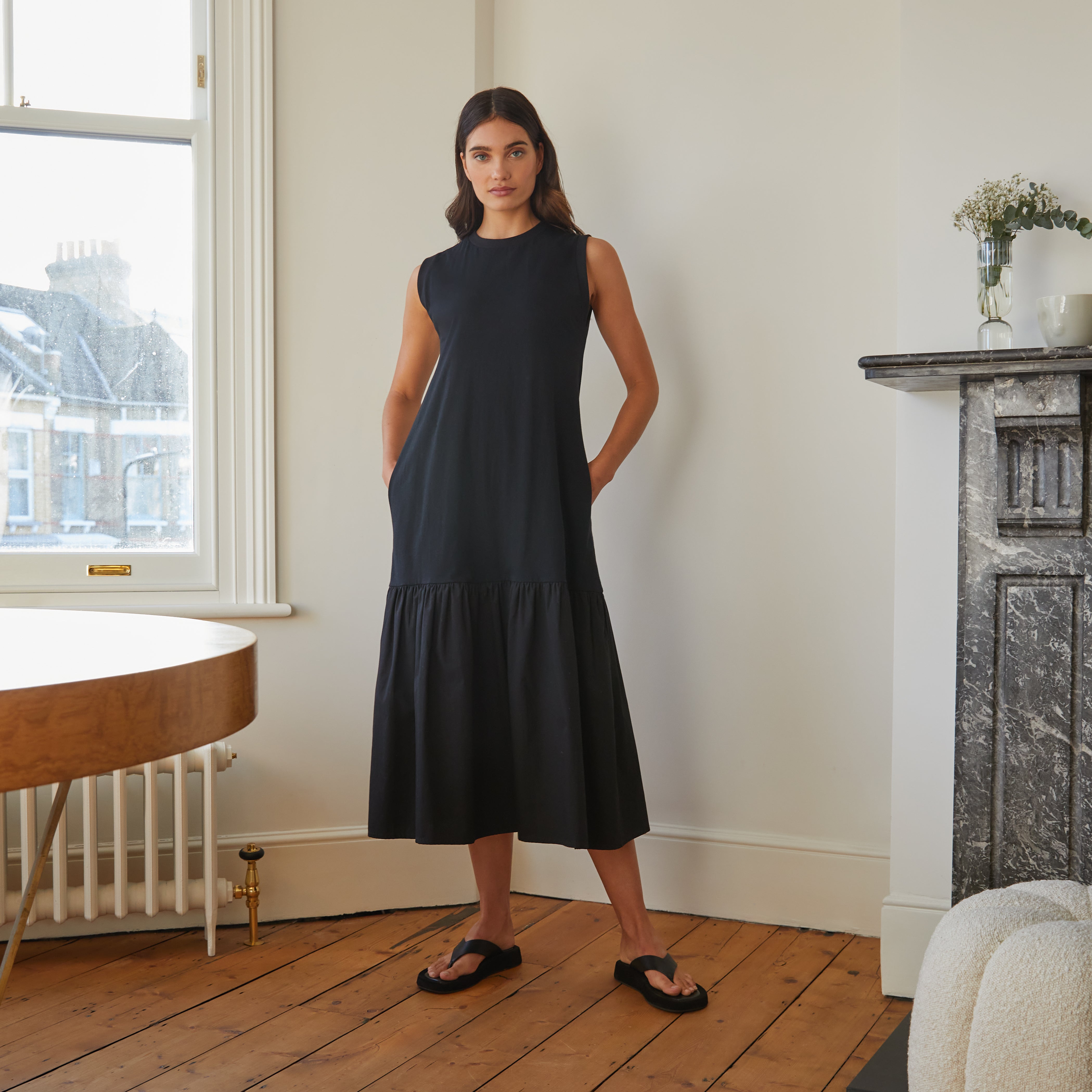 Re-Loved  Tiered Hem Mix Woven Dress - Size 12