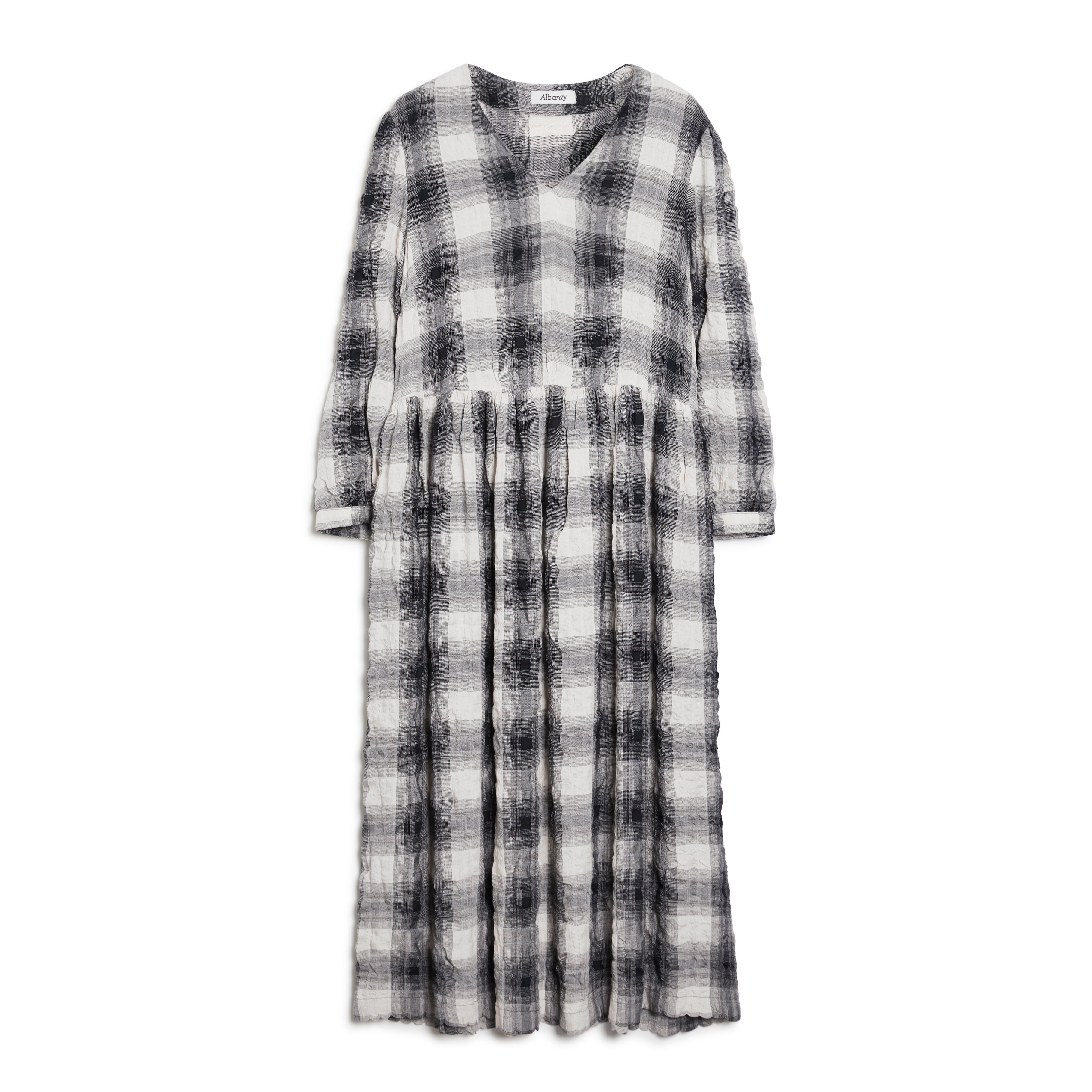 Re-Loved Black and Cream Plaid Midi Dress - Size 10