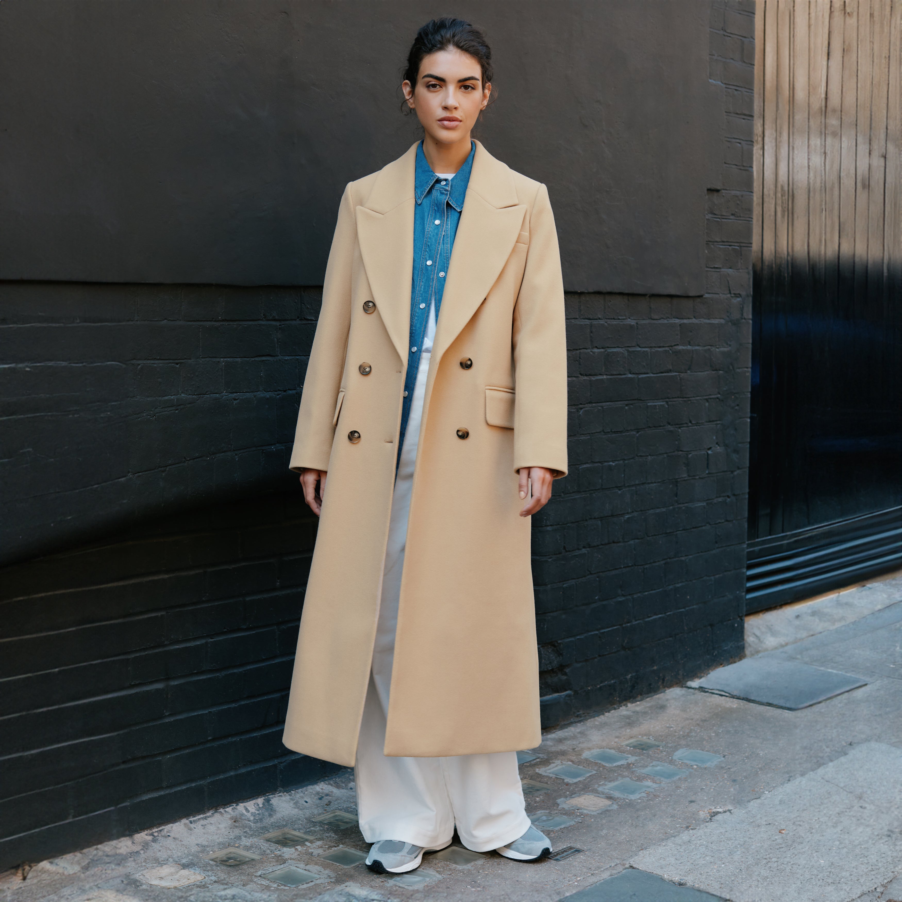 Re-Loved Camel Double Breasted Coat - Size 14