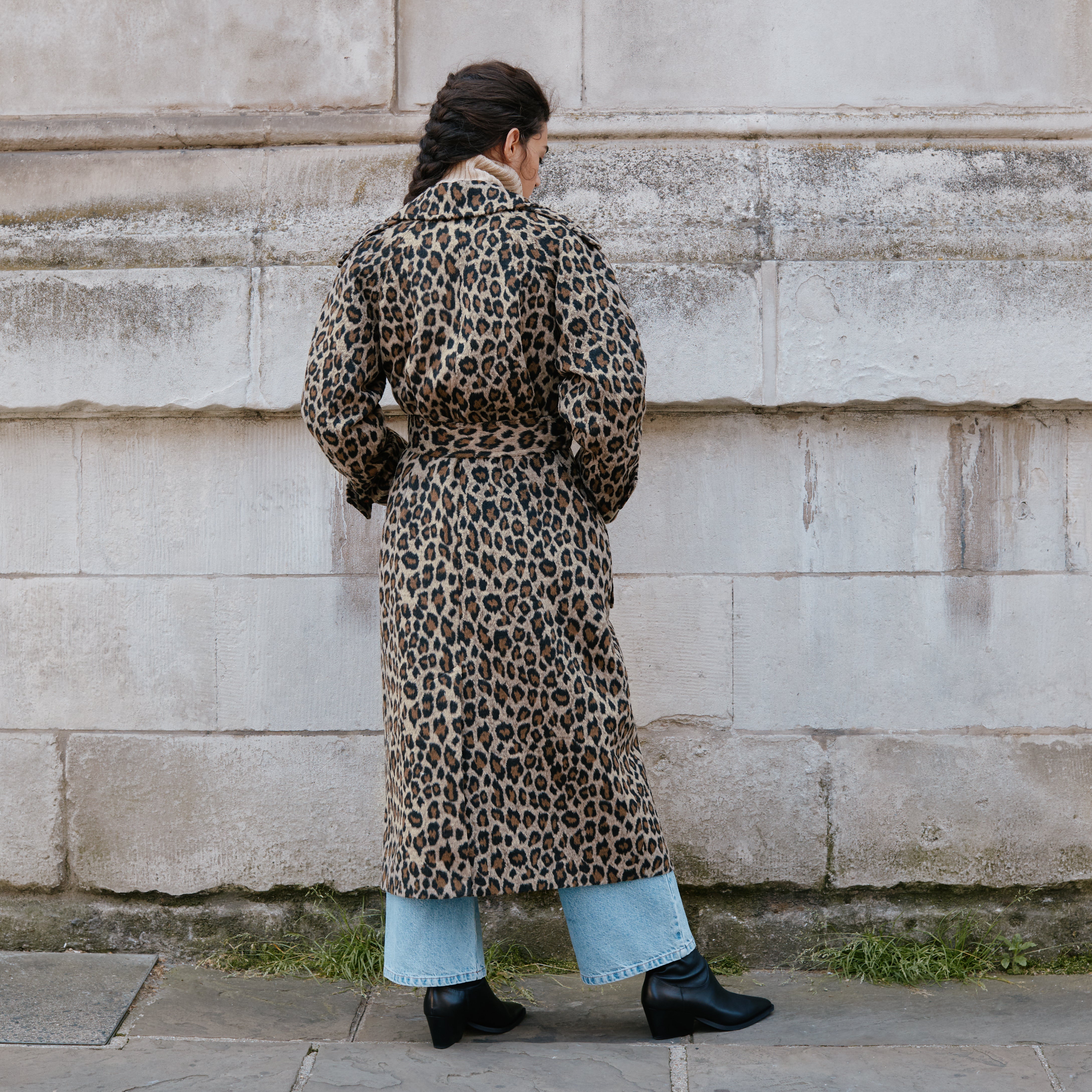 Re-Loved Animal Jacquard Belted Coat - Size 8
