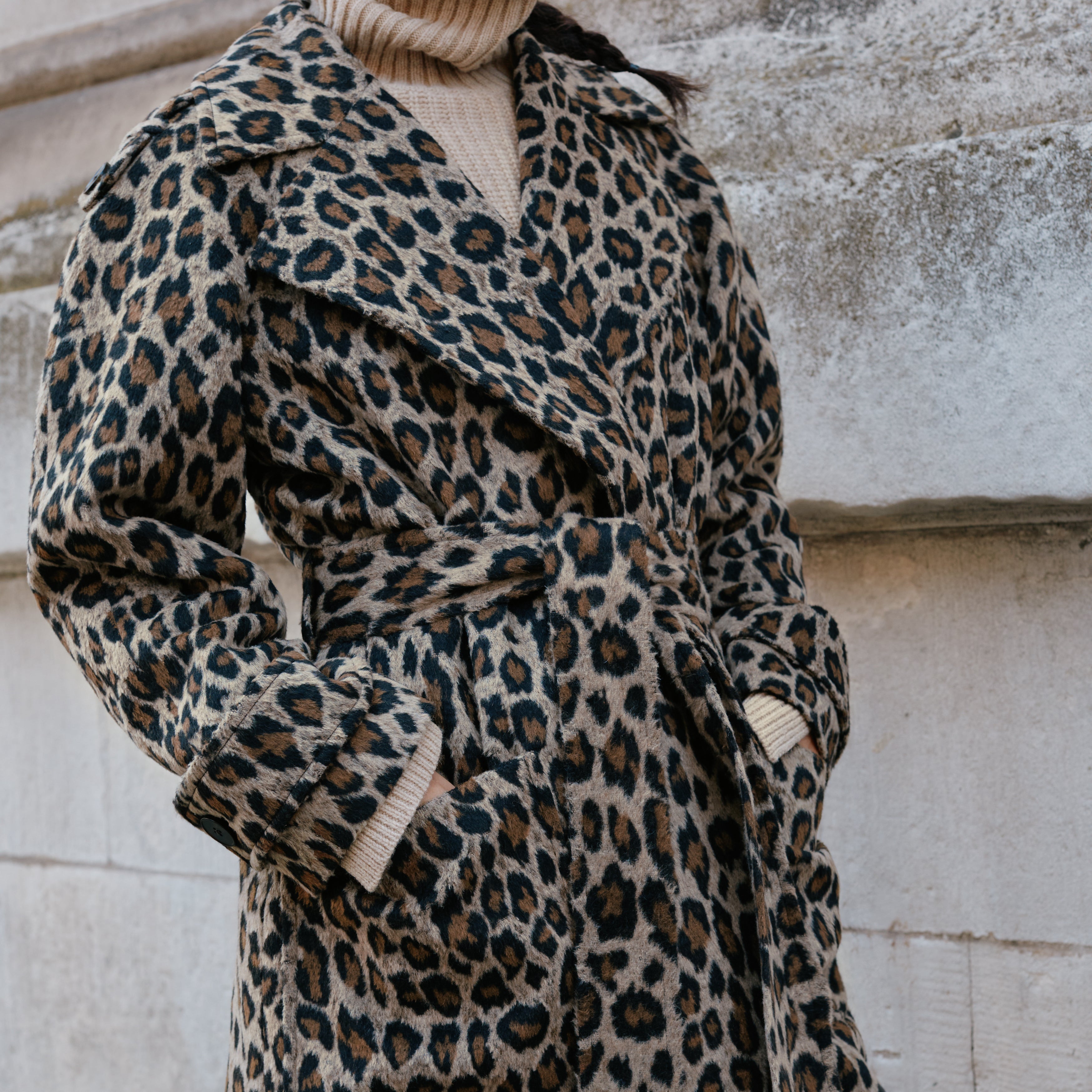 Re-Loved Animal Jacquard Belted Coat - Size 8