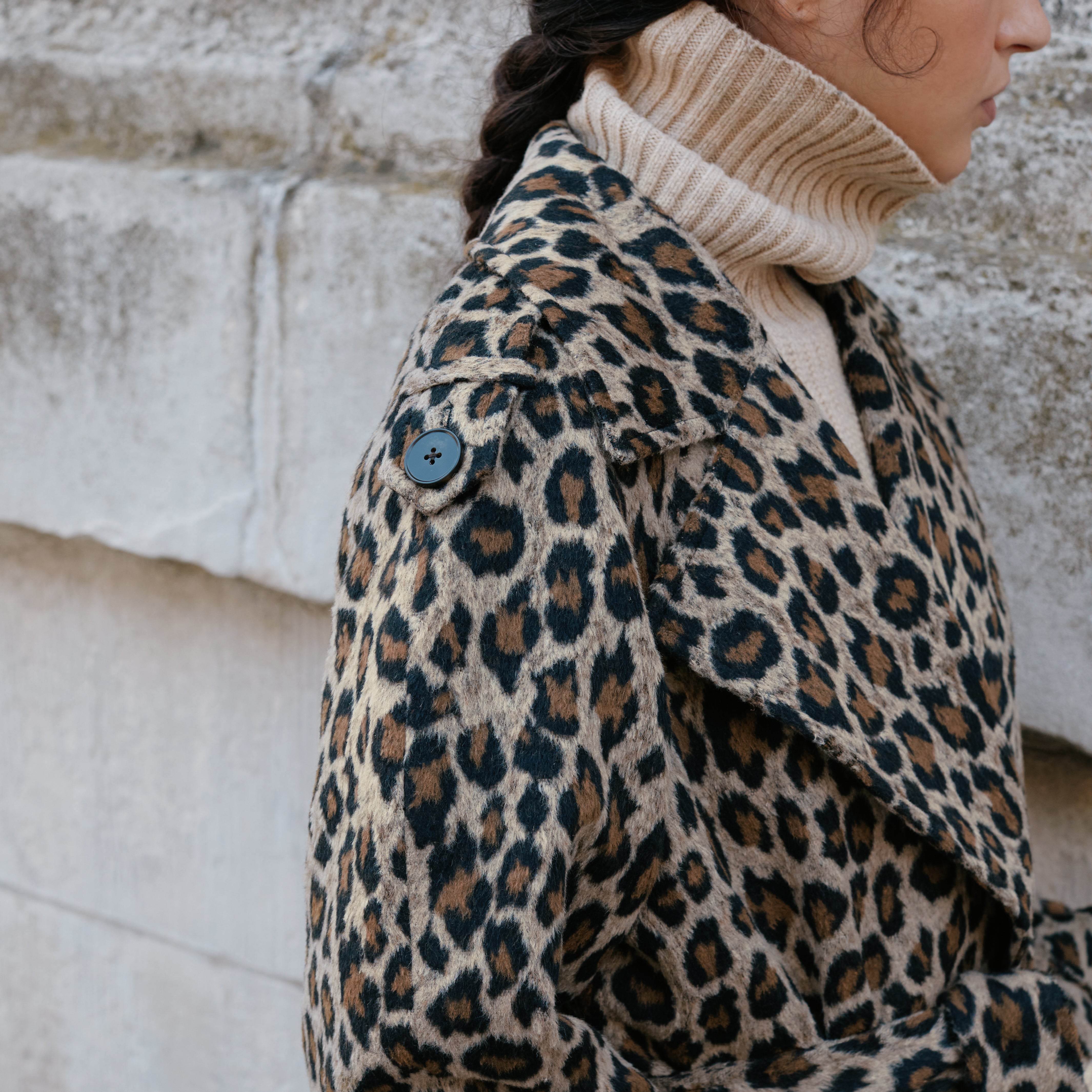 Re-Loved Animal Jacquard Belted Coat - Size 8