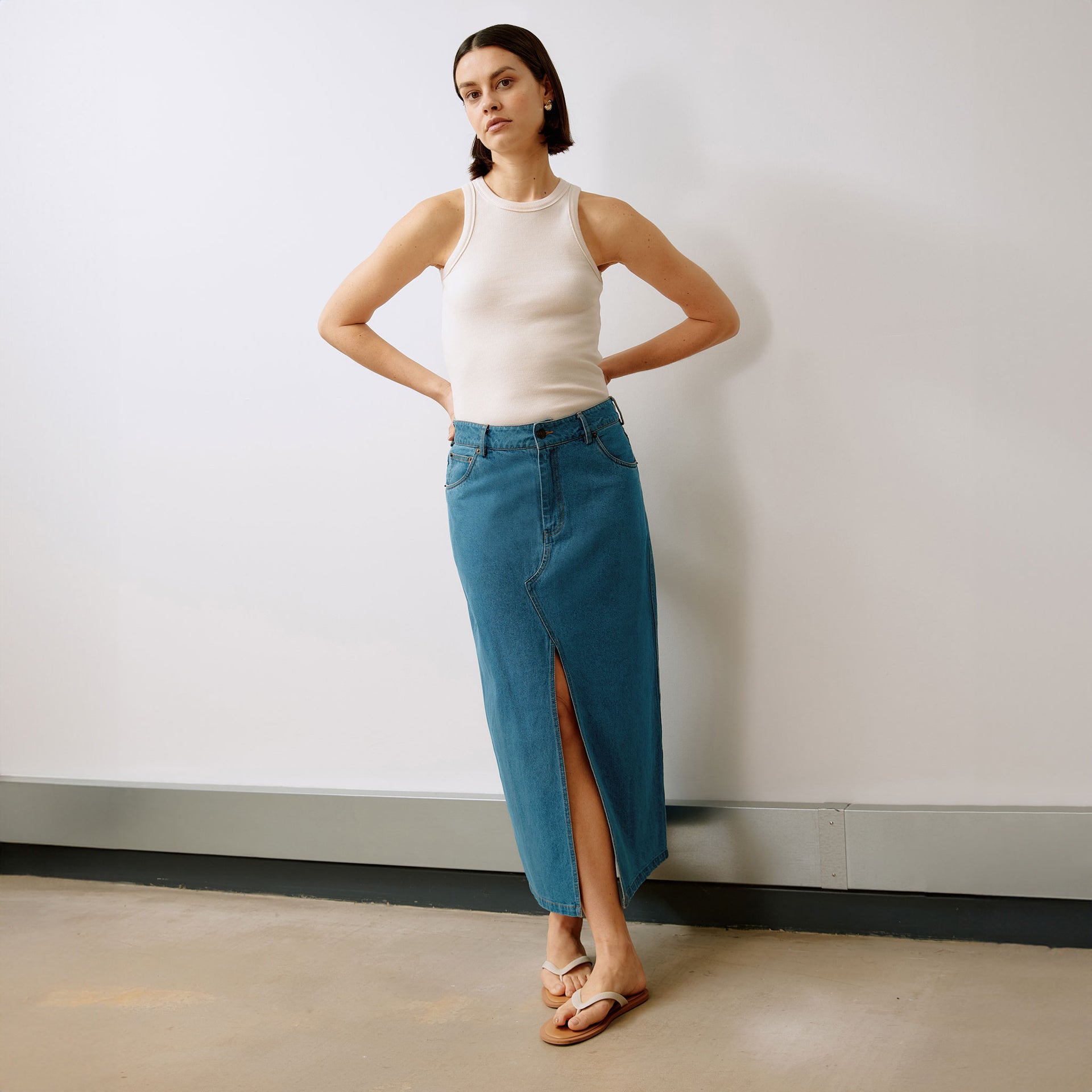 Denim Midi Skirt