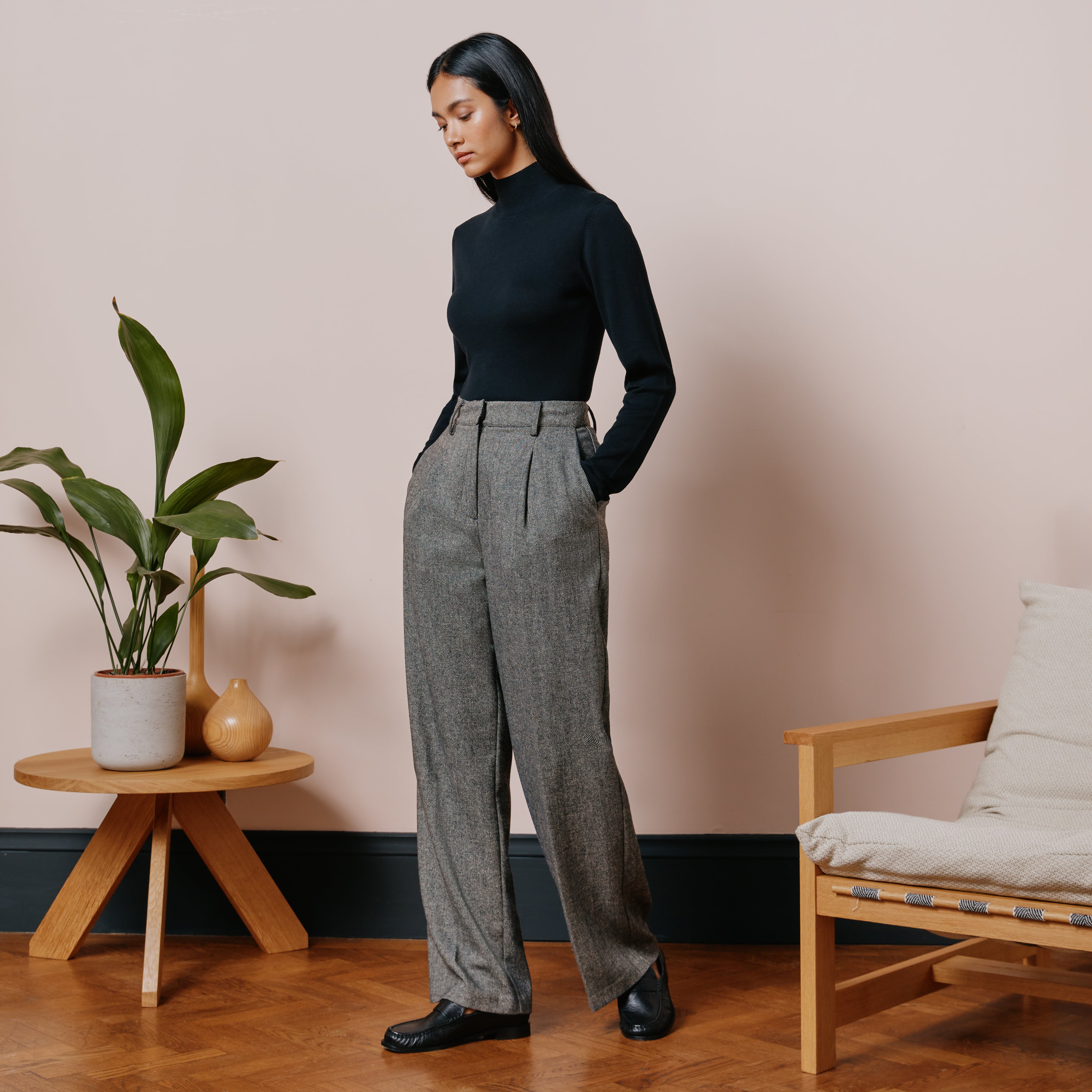 Wool Mix Tailored Trousers
