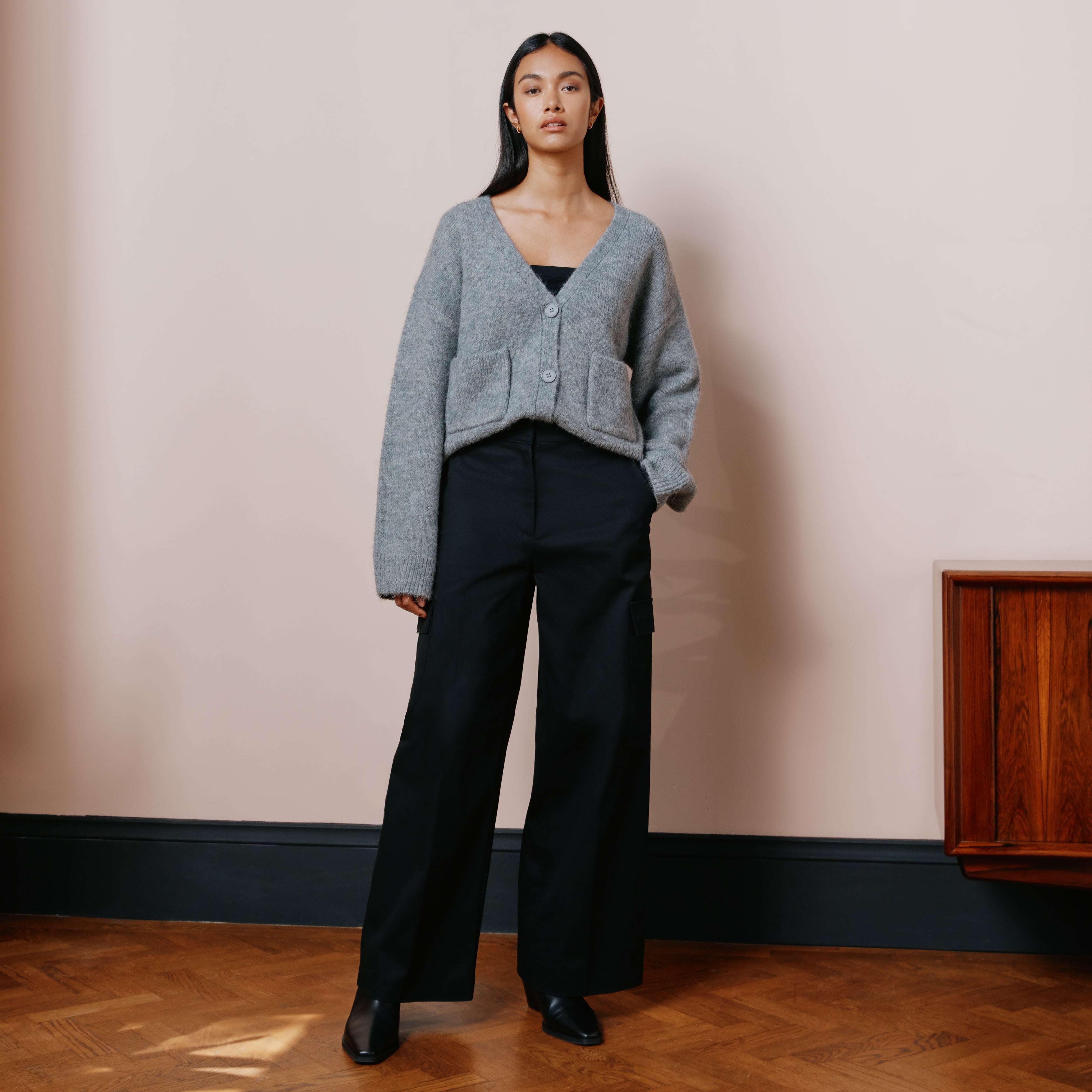 Re-Loved  Black Cargo Trousers - Size 14