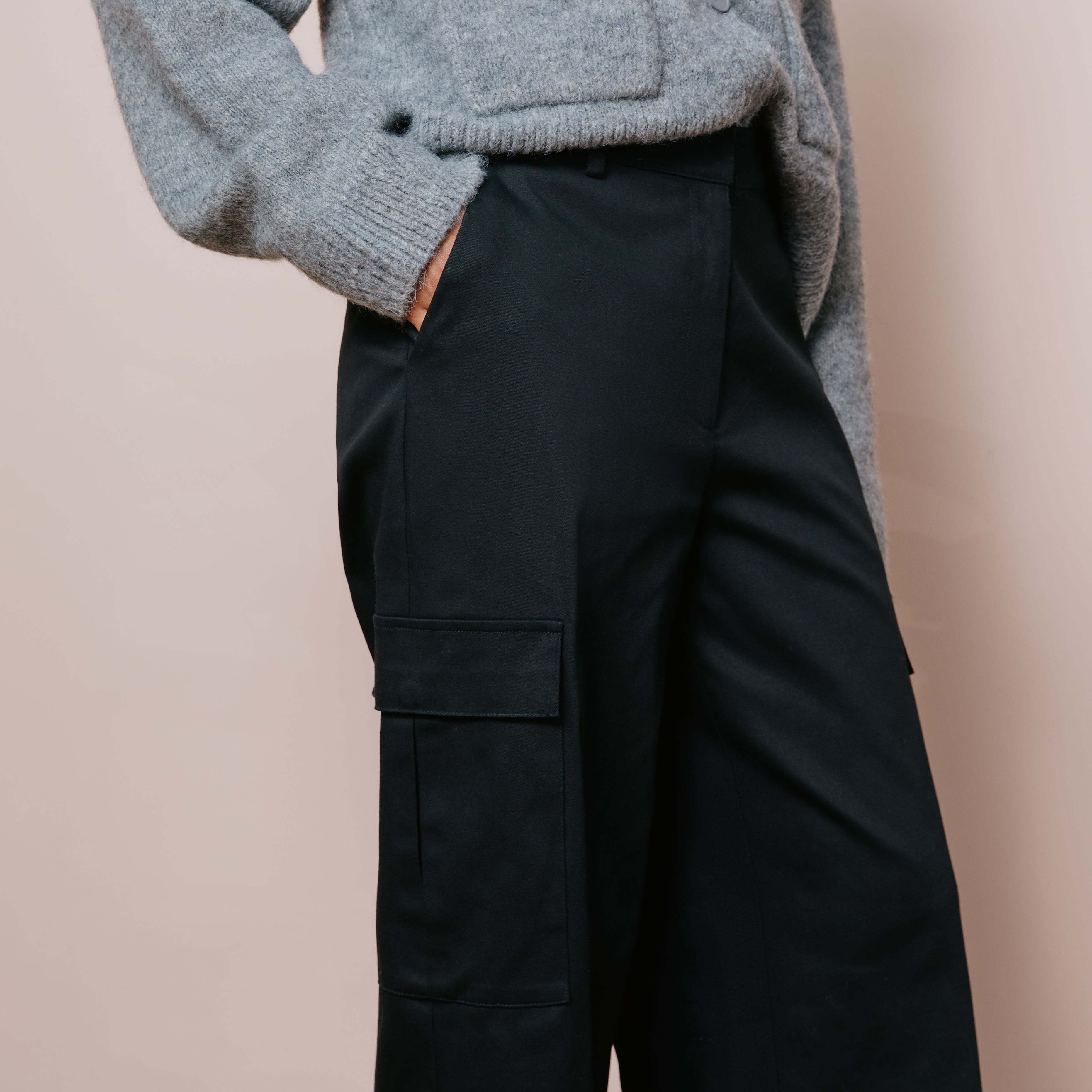 Re-Loved  Black Cargo Trousers - Size 14