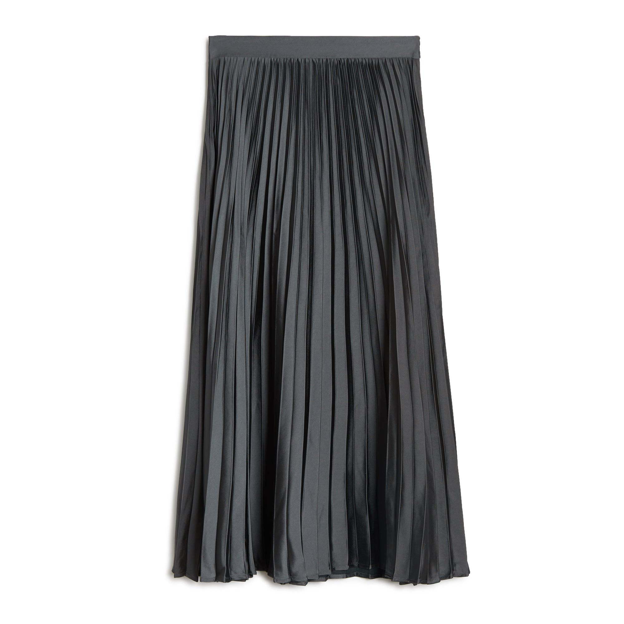 Grey Satin Pleat Skirt | Sustainable Womenswear | Albaray