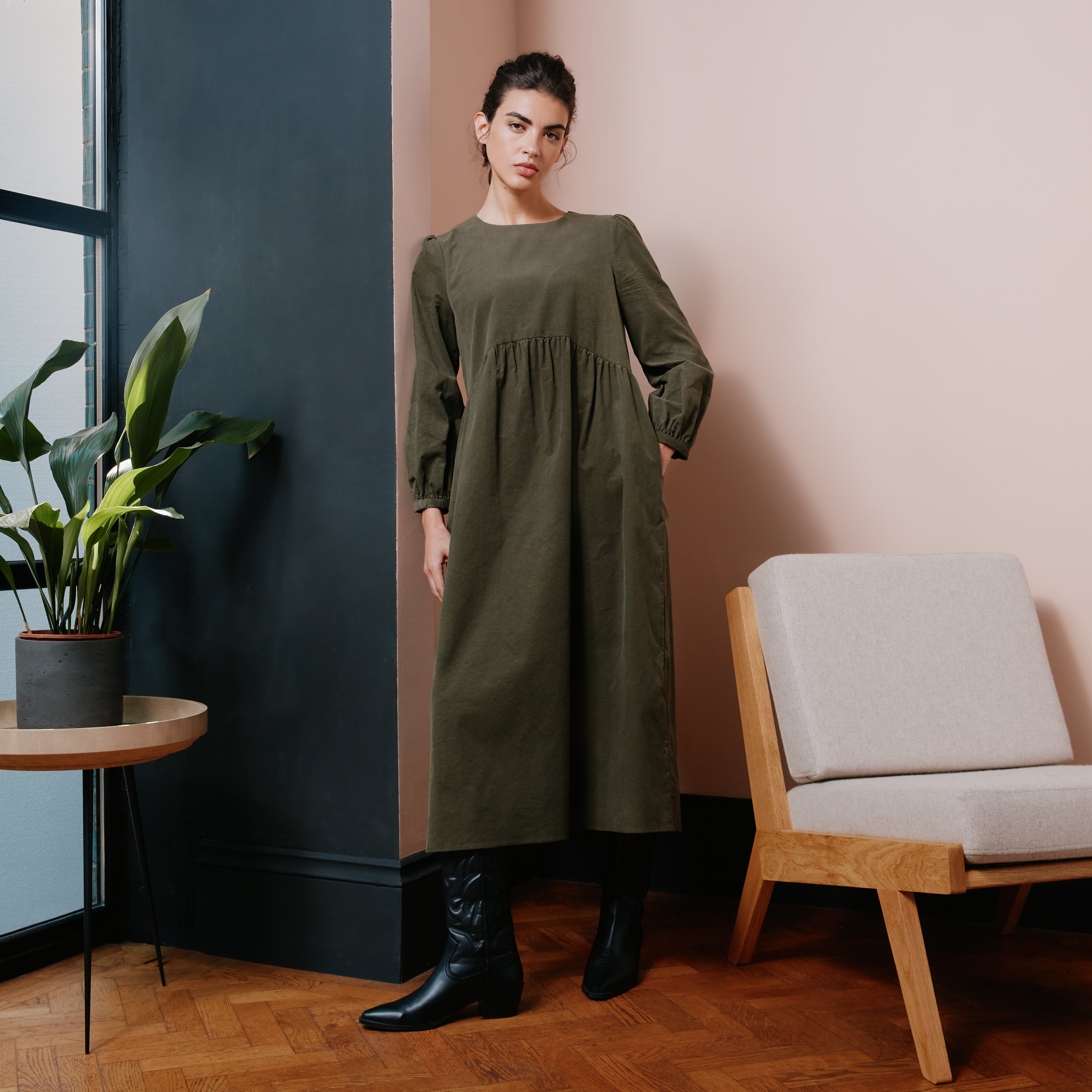 Relaxed Cord Midi Dress, Sustainable Womenswear