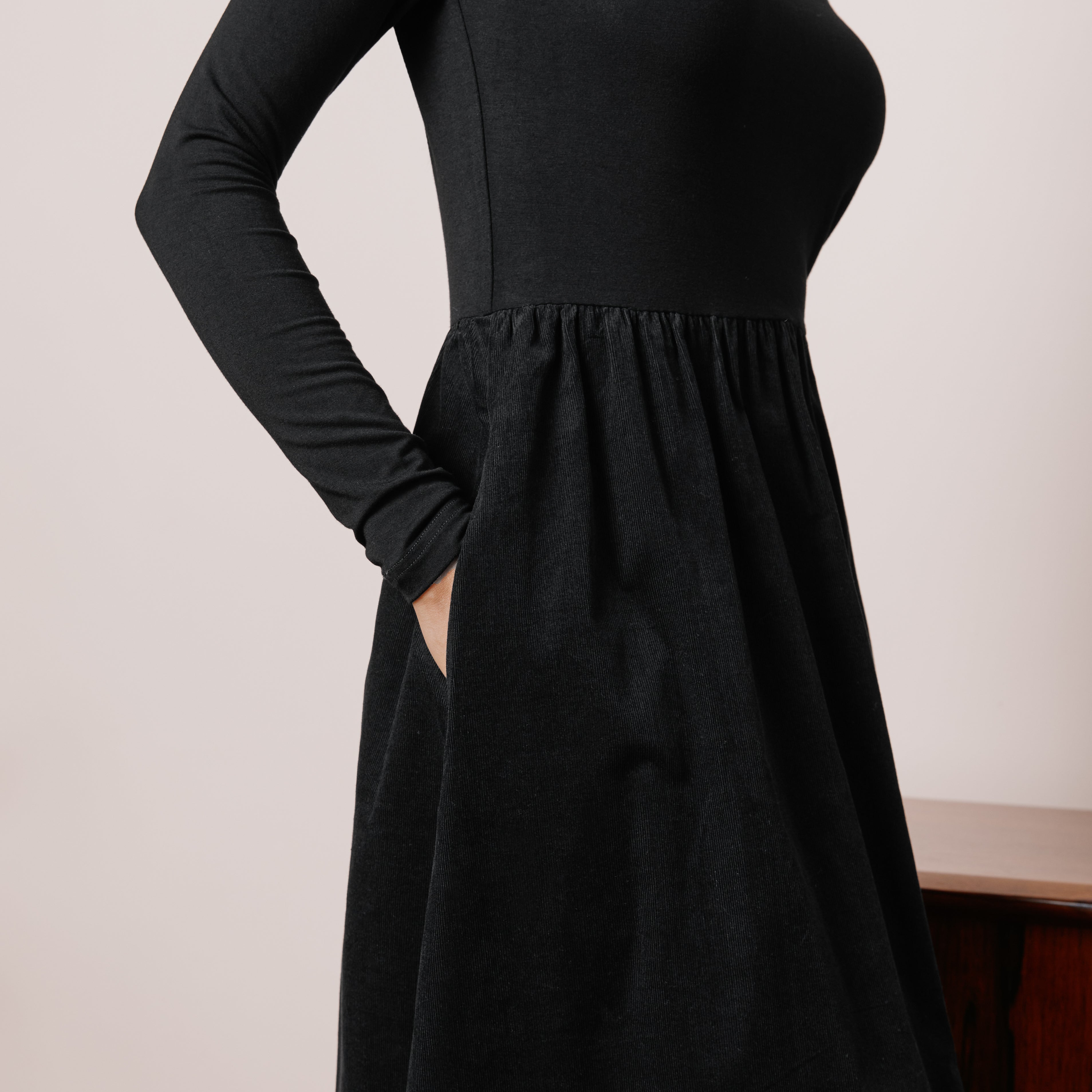 Re-Loved Jersey and Cord Mix Dress - Size 12