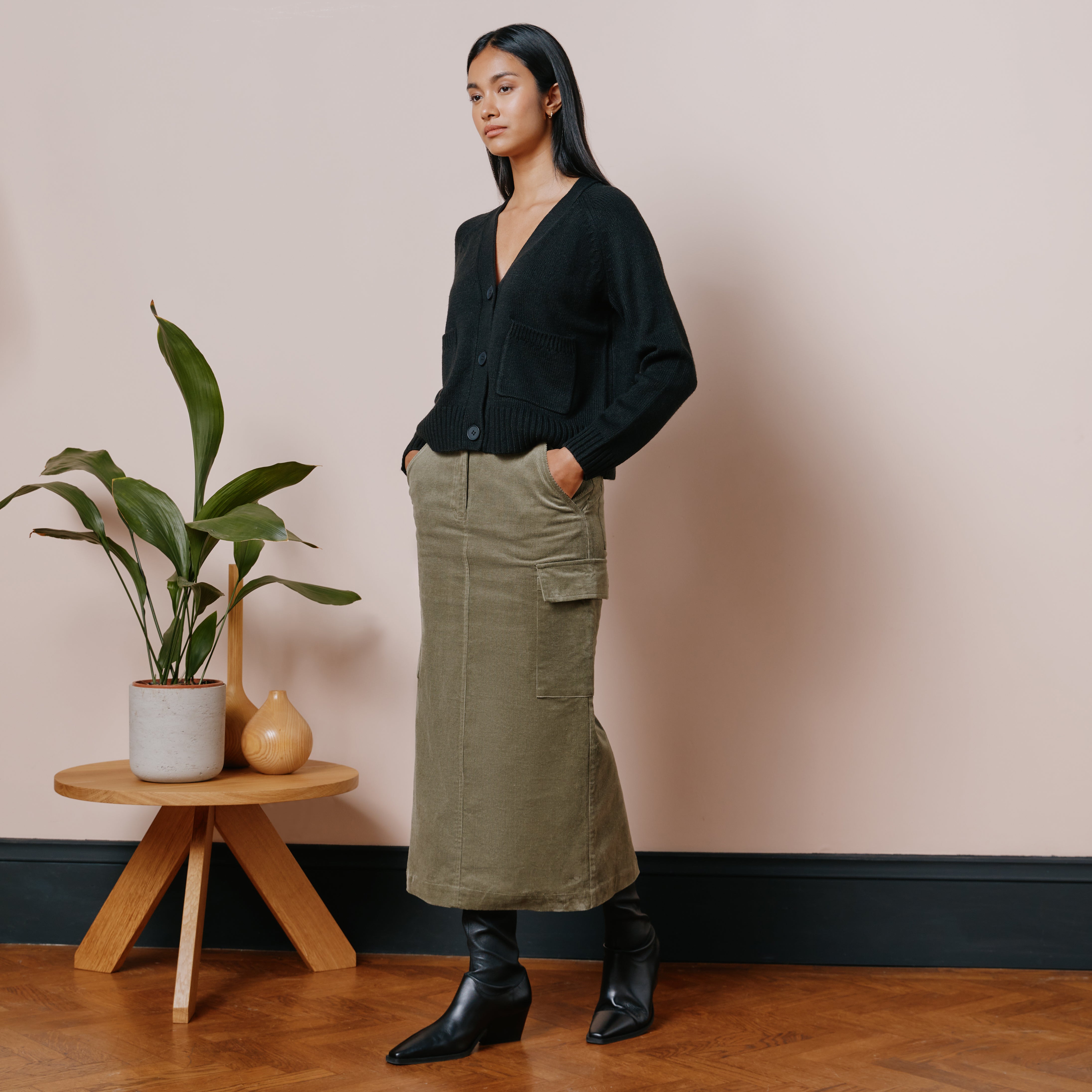 Cord on sale midi skirt