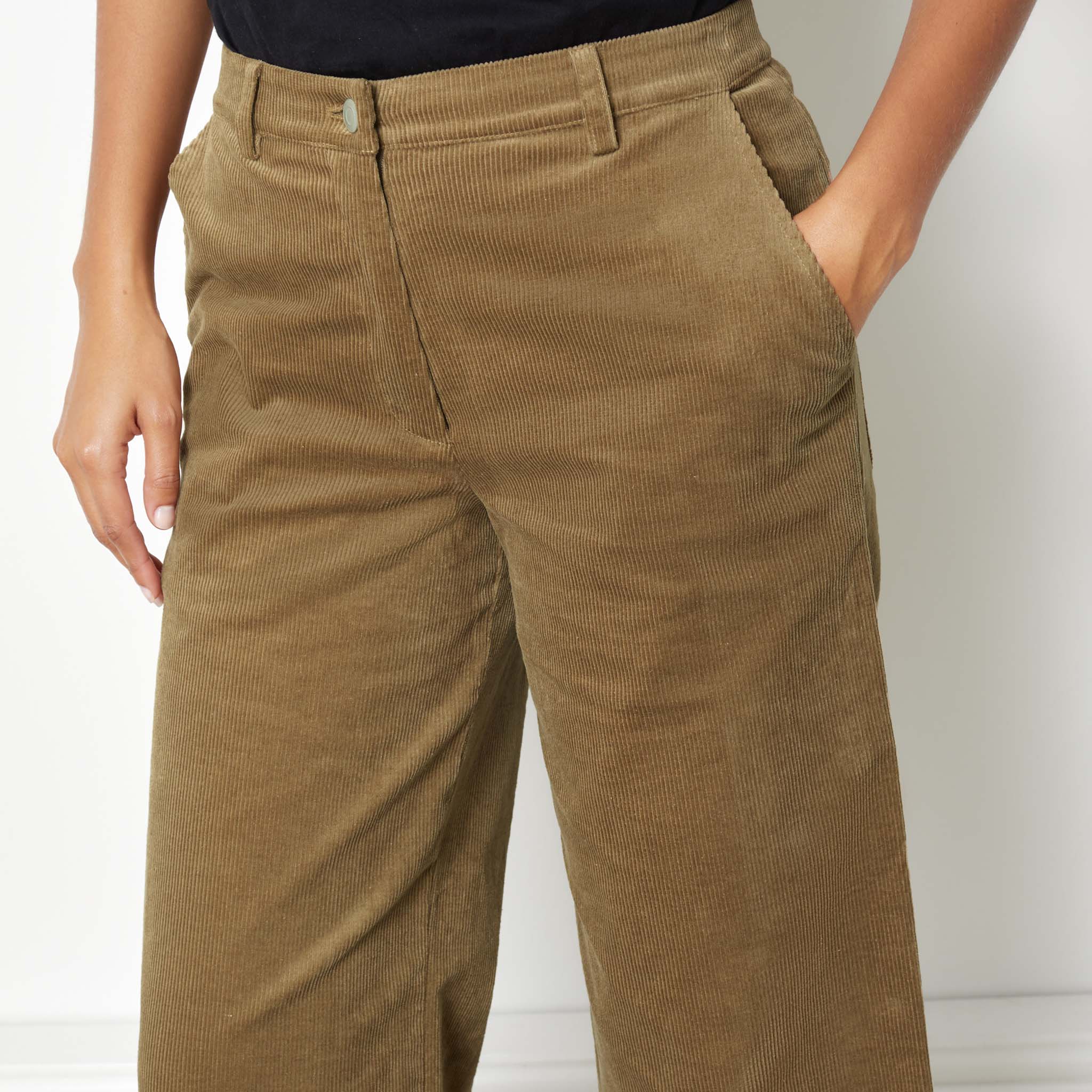 Cord Wide Leg Cropped Trousers