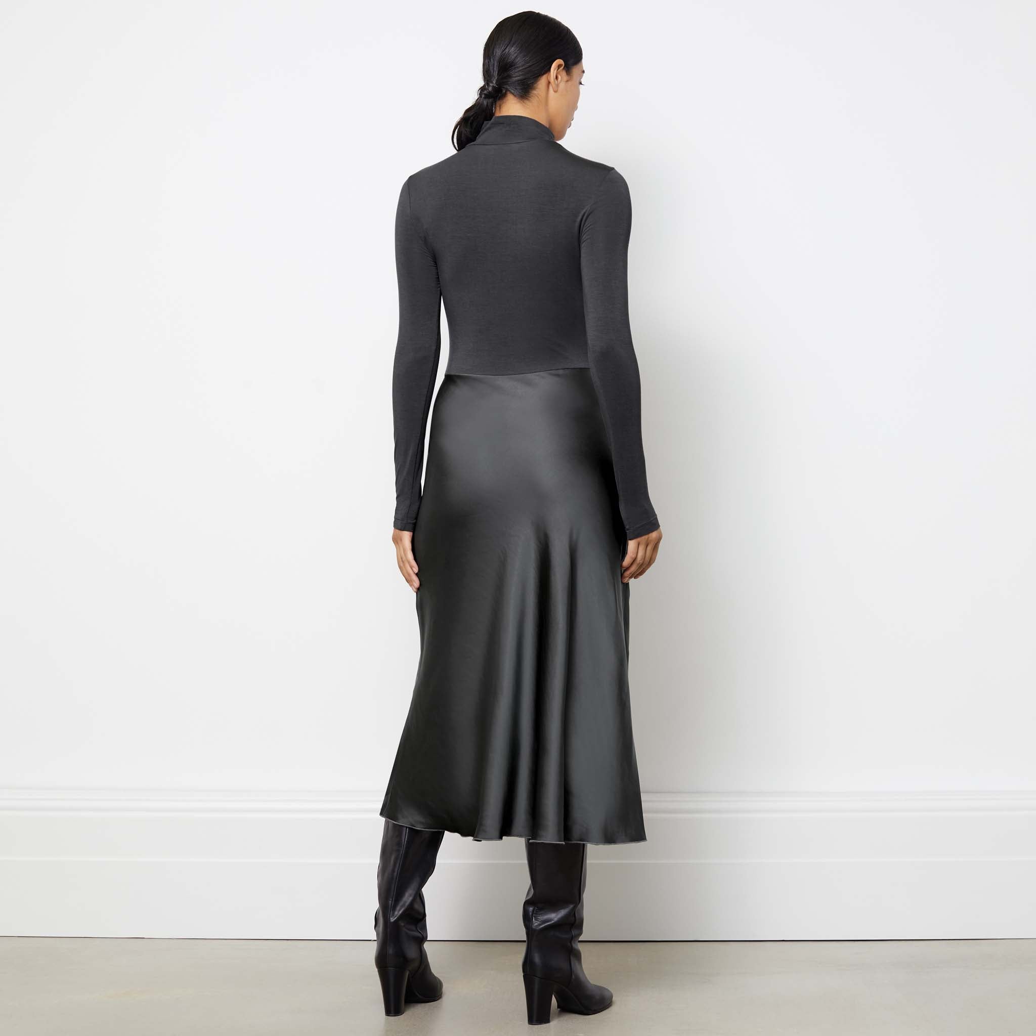 Re-Loved Turtle Neck Satin and Jersey Dress - Size 8