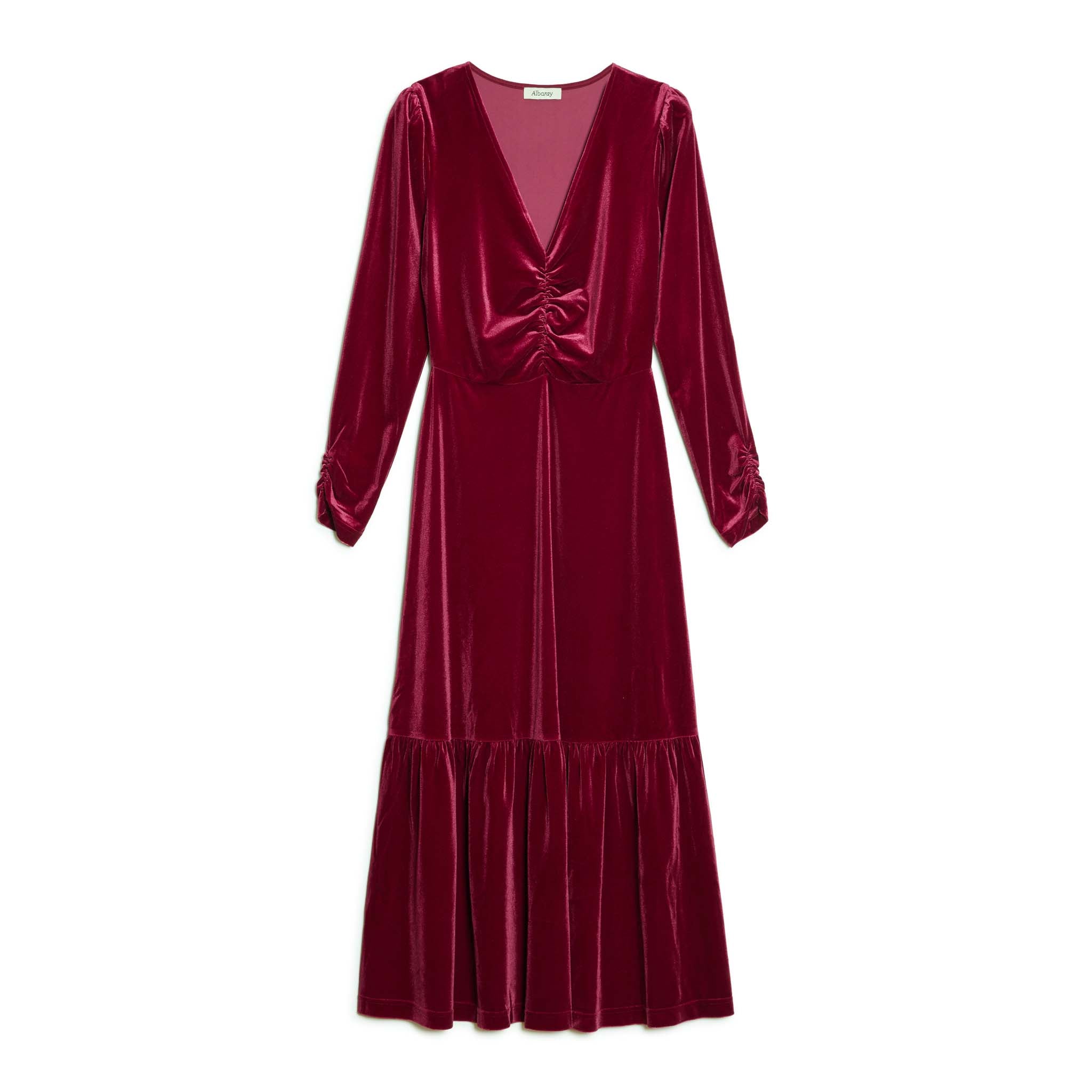 Velvet V Neck Midi Dress | Sustainable Womenswear | Albaray