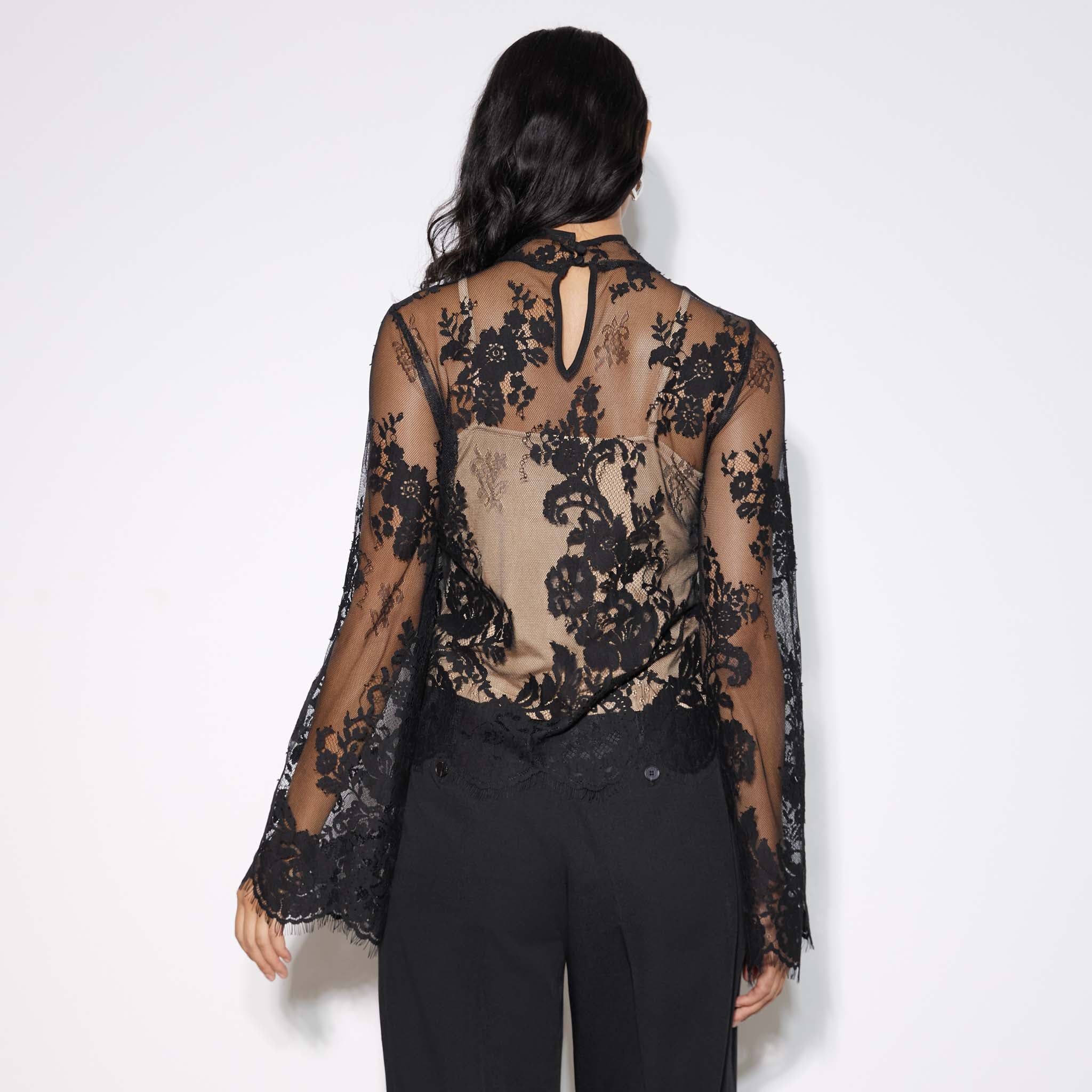Re-Loved Lace Scallop Top - Size 16