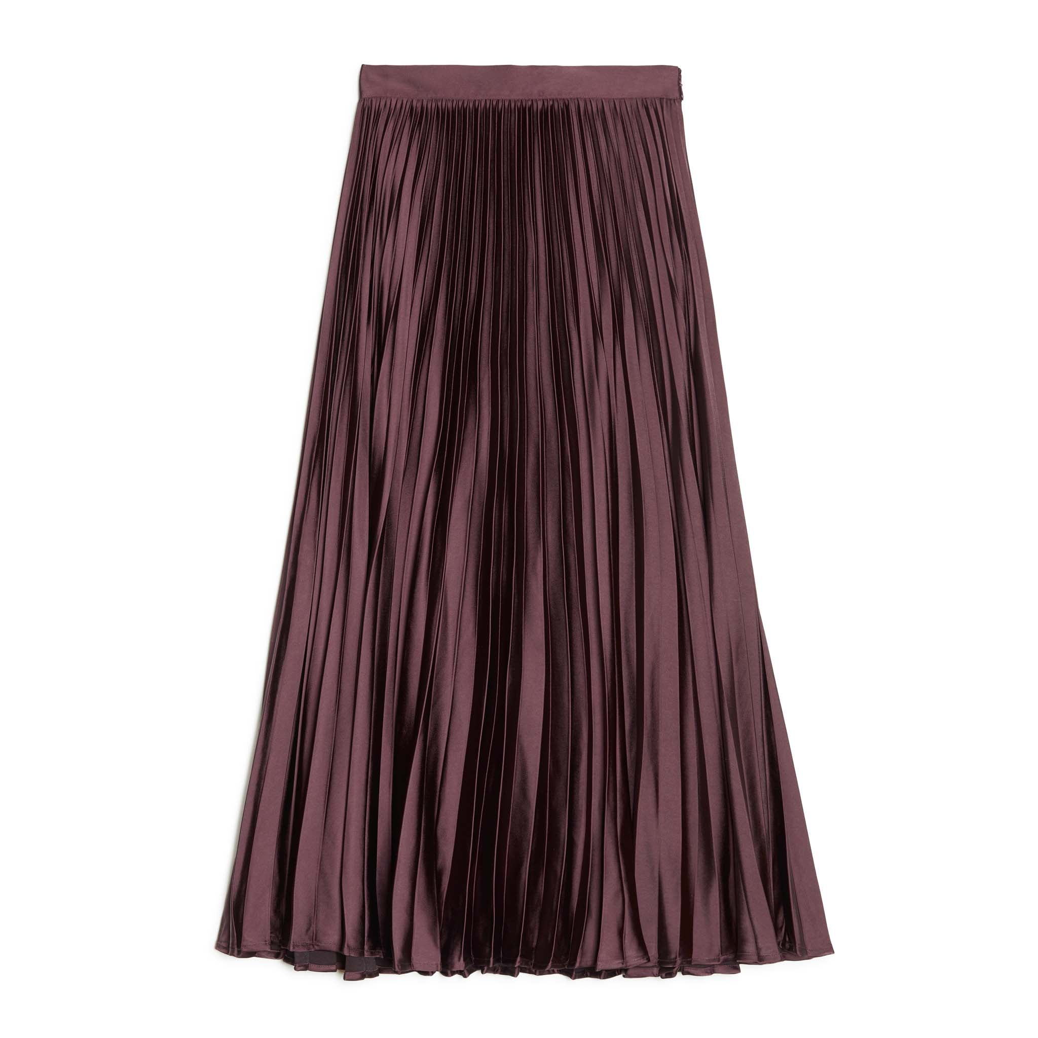 Burgundy Satin Pleat Skirt | Sustainable Womenswear | Albaray