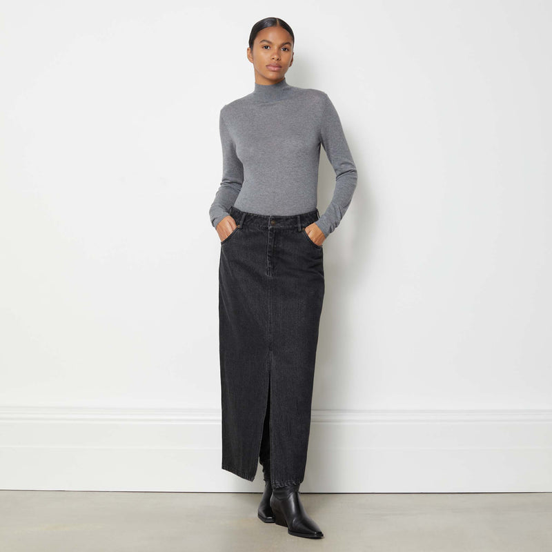 Black Denim Midi Skirt | Sustainable Womenswear | Albaray