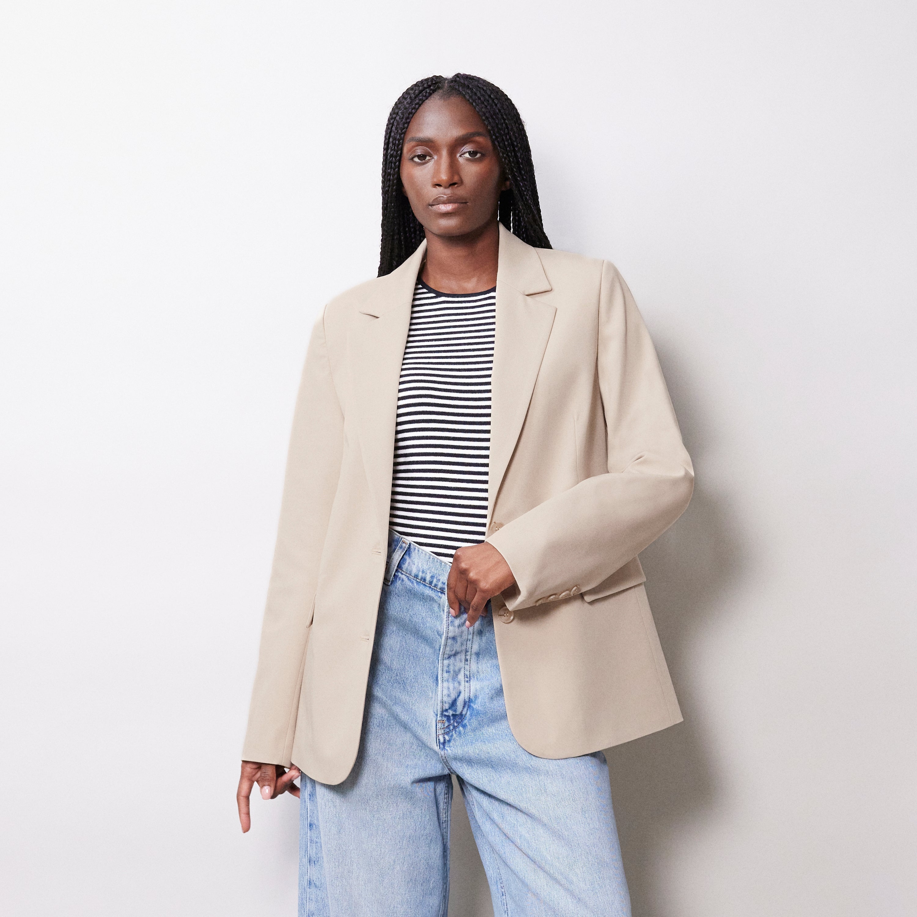 Re-Loved  Stone Tailored Jacket - Size 8