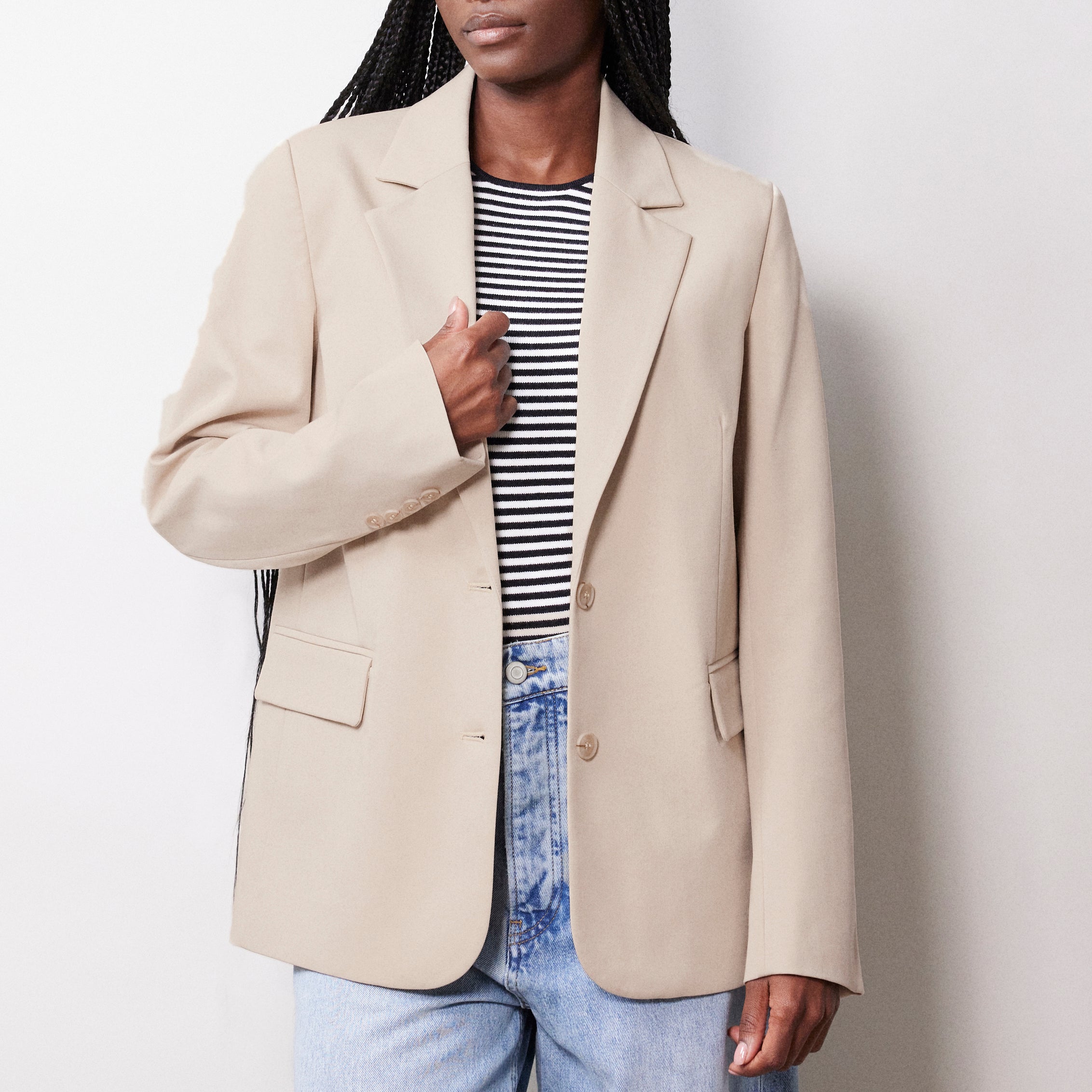 Re-Loved  Stone Tailored Jacket - Size 8