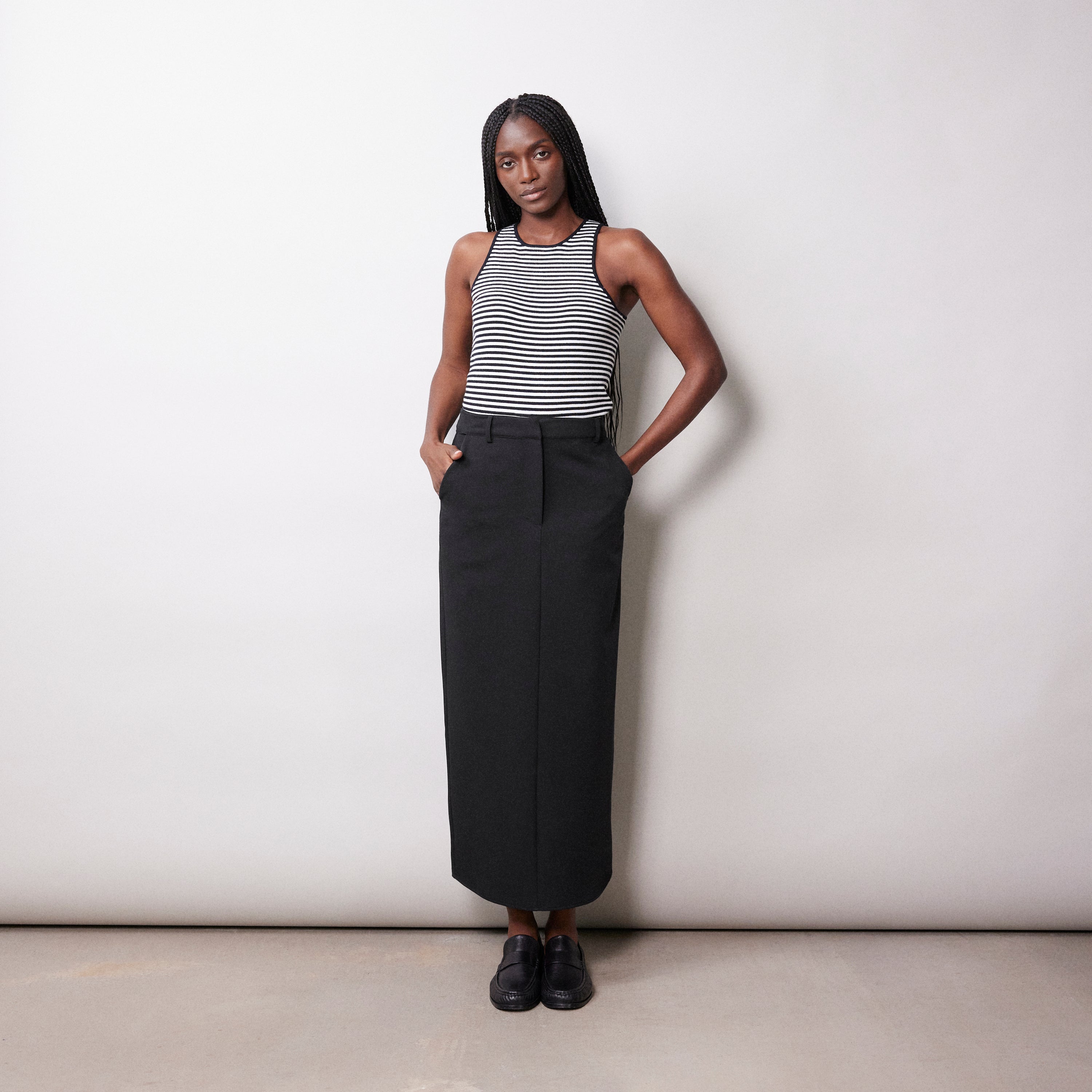 Re-Loved  Black Tailored Maxi Skirt - Size 18