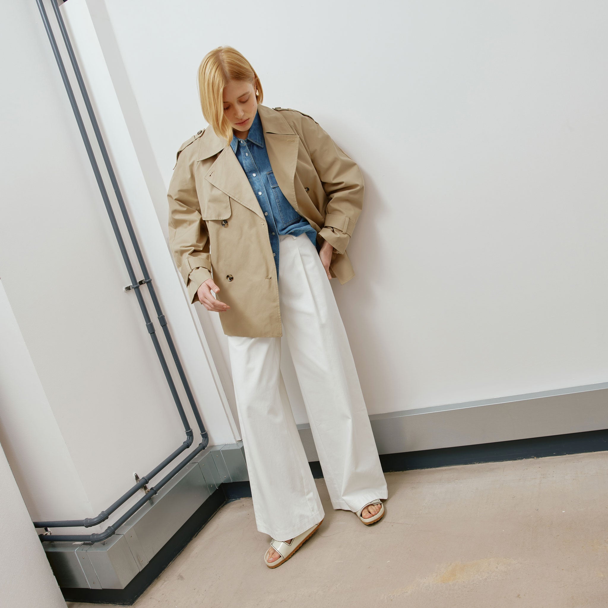 Re-Loved  Short Double Breasted Trench Coat - Size 12