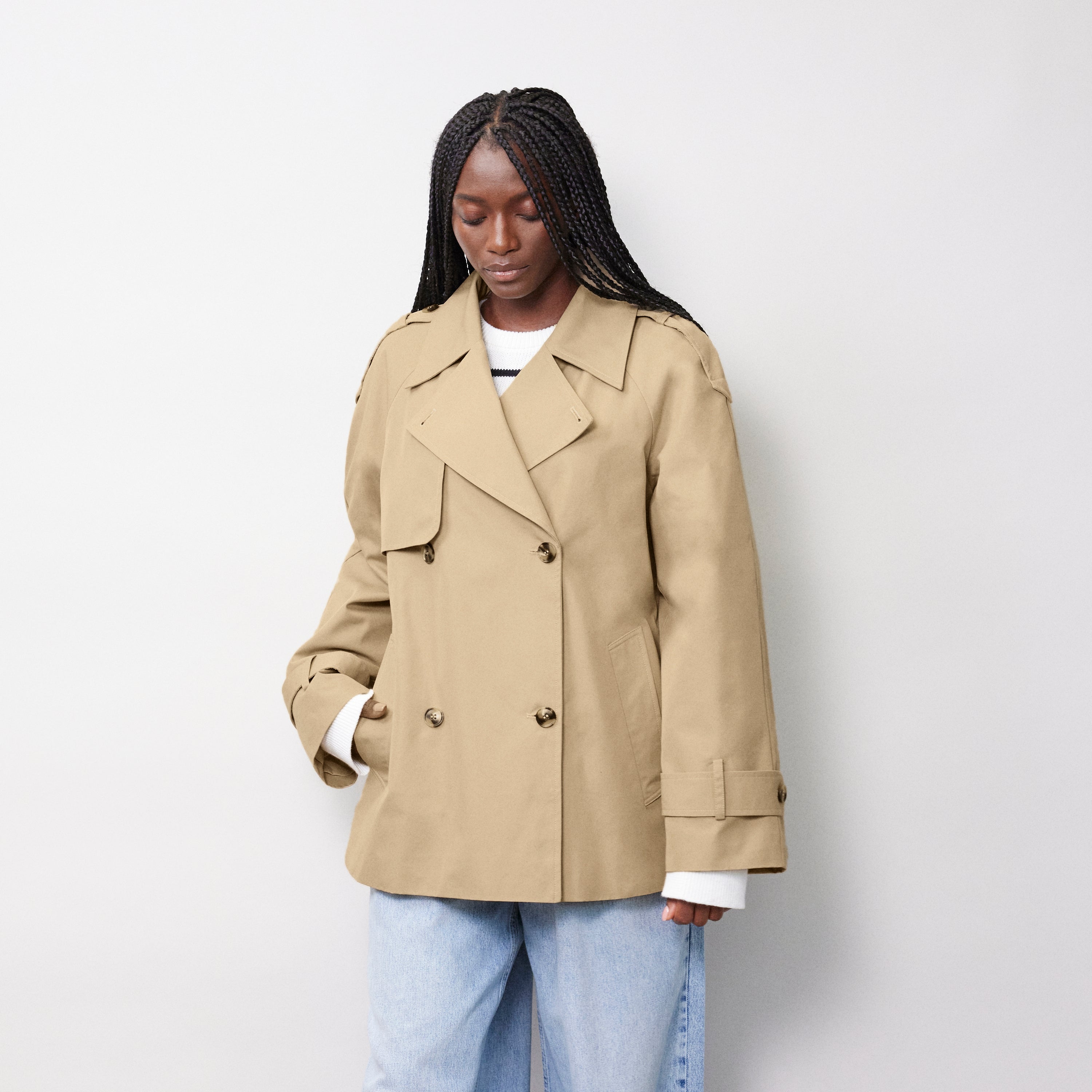Re-Loved  Short Double Breasted Trench Coat - Size 12
