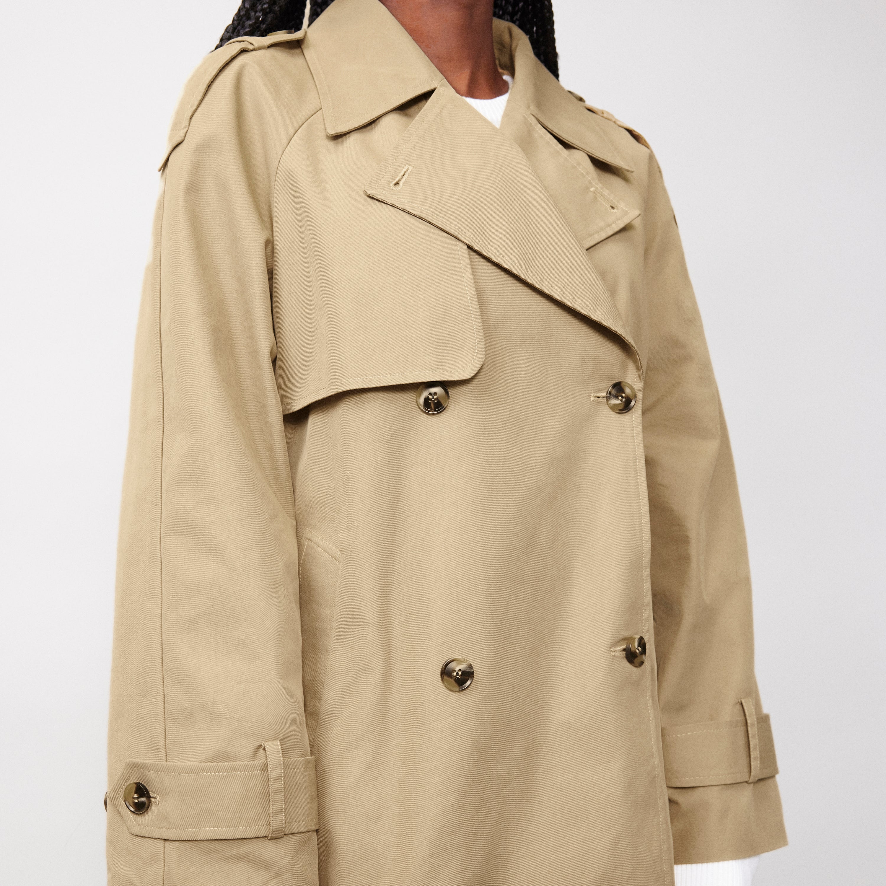 Re-Loved  Short Double Breasted Trench Coat - Size 14