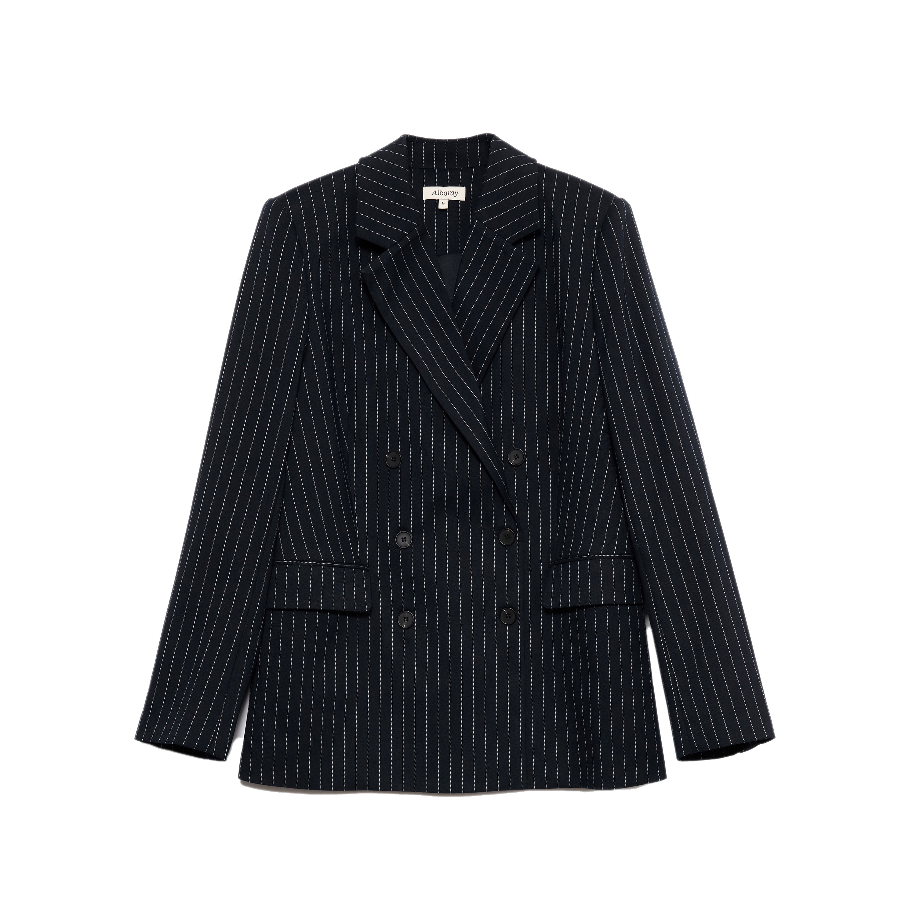 Re-Loved Navy Pinstripe Jacket - Size 8