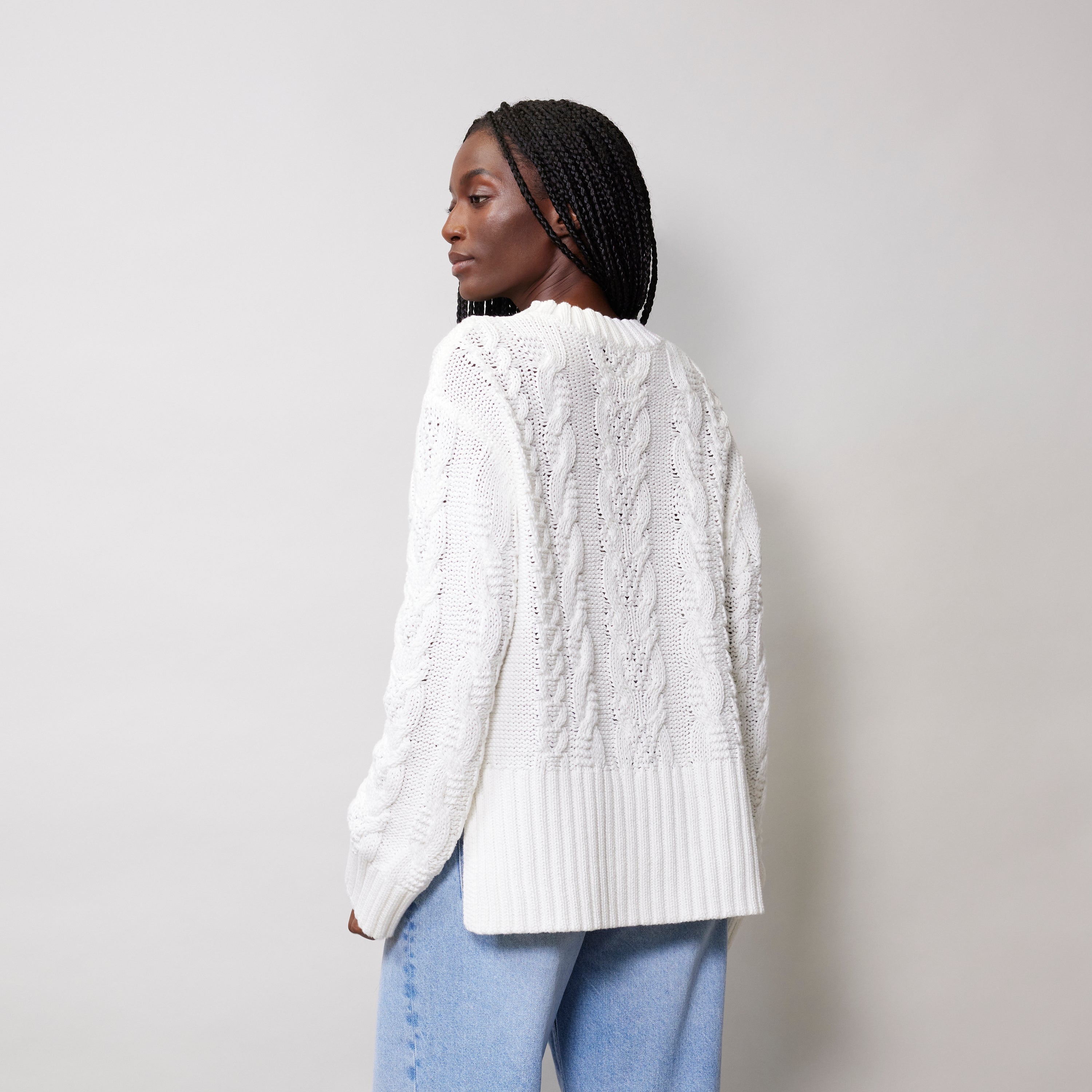 White Cotton Cable Jumper