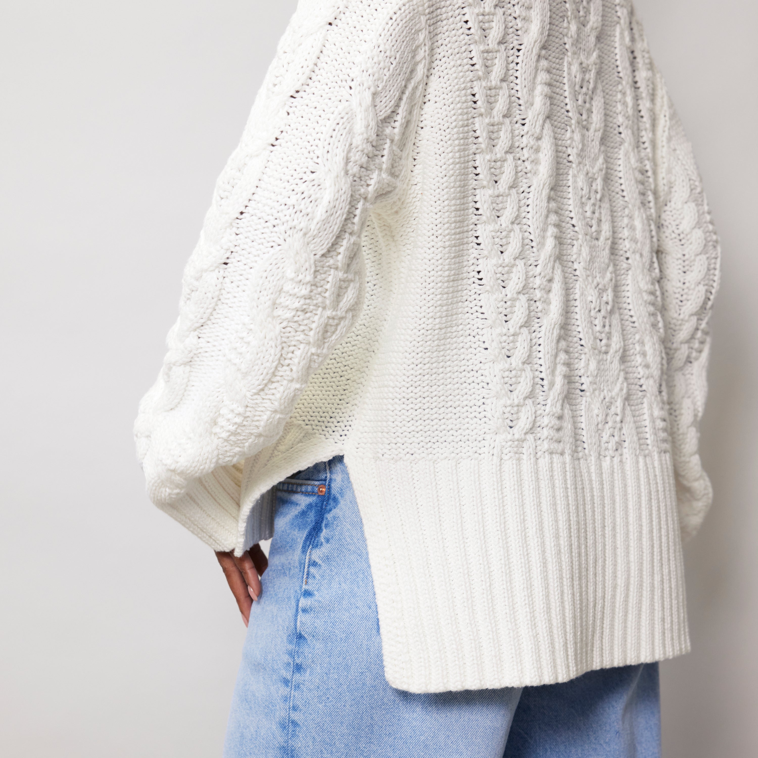 White Cotton Cable Jumper