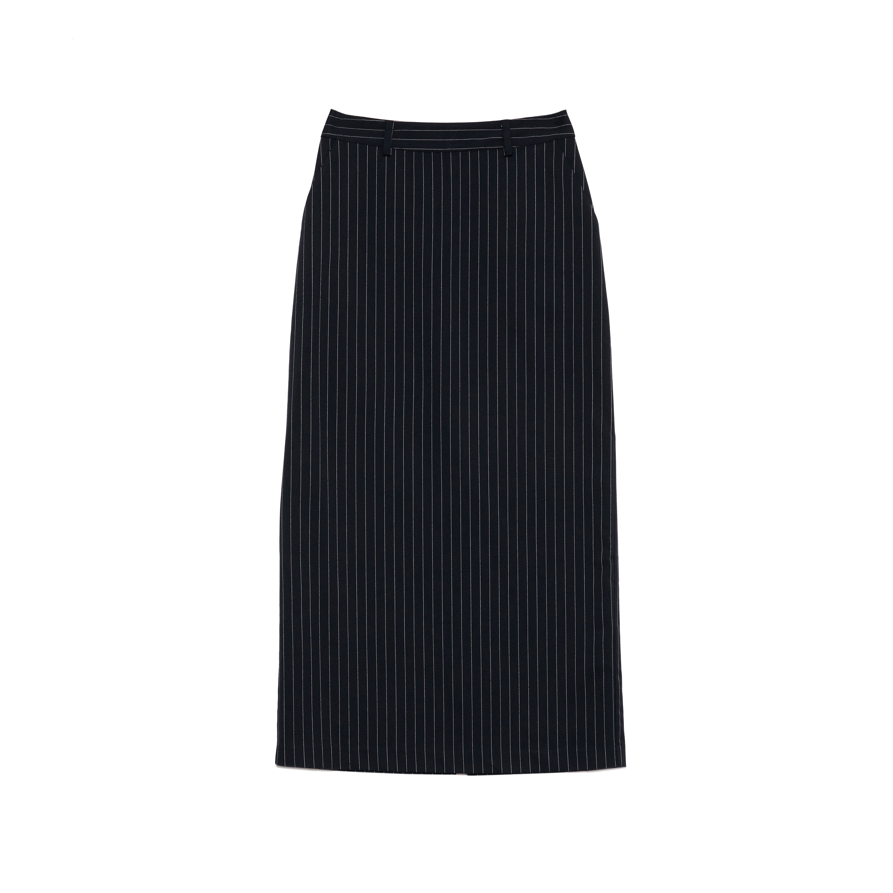 Navy Pinstripe Maxi Skirt