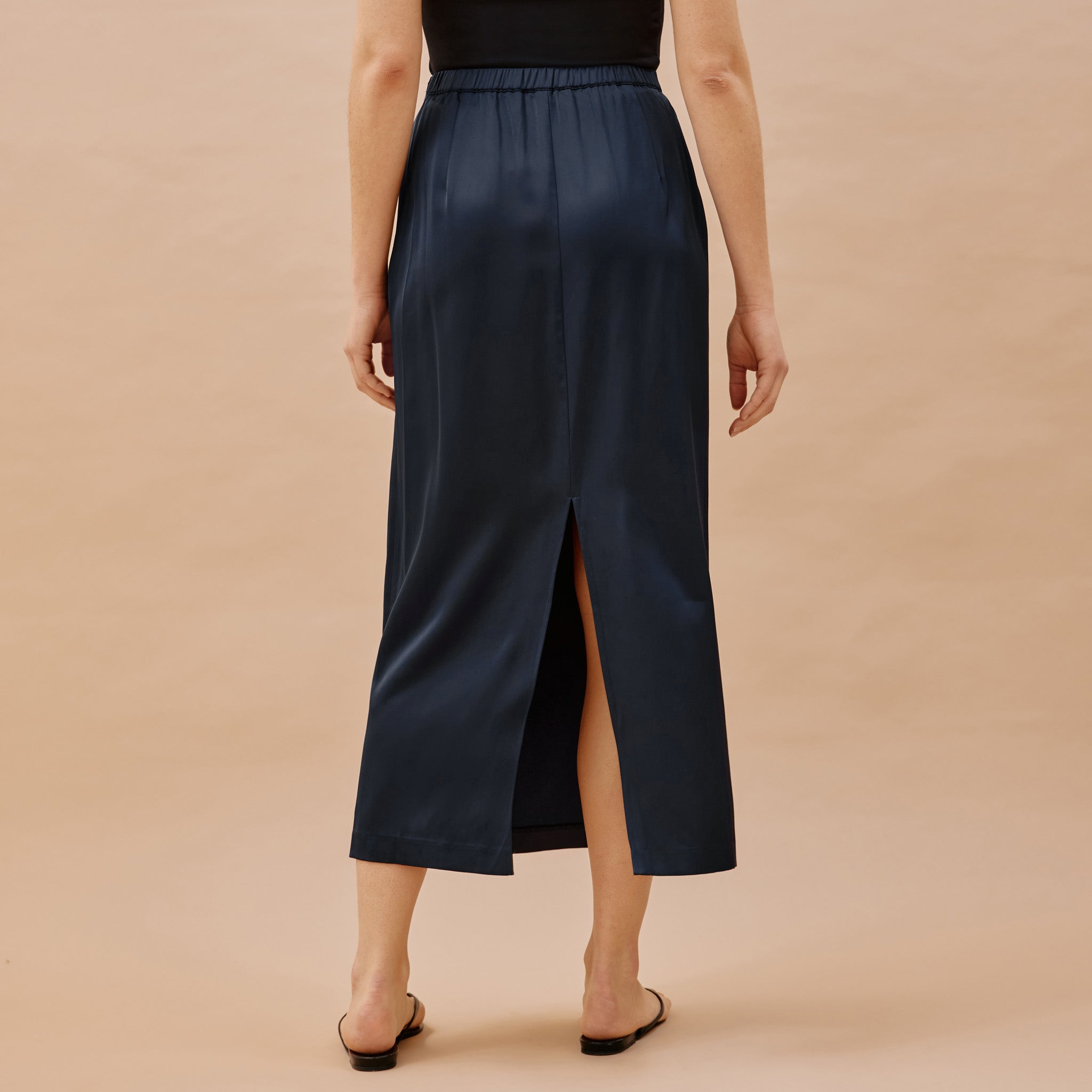 Navy satin top skirt uk
