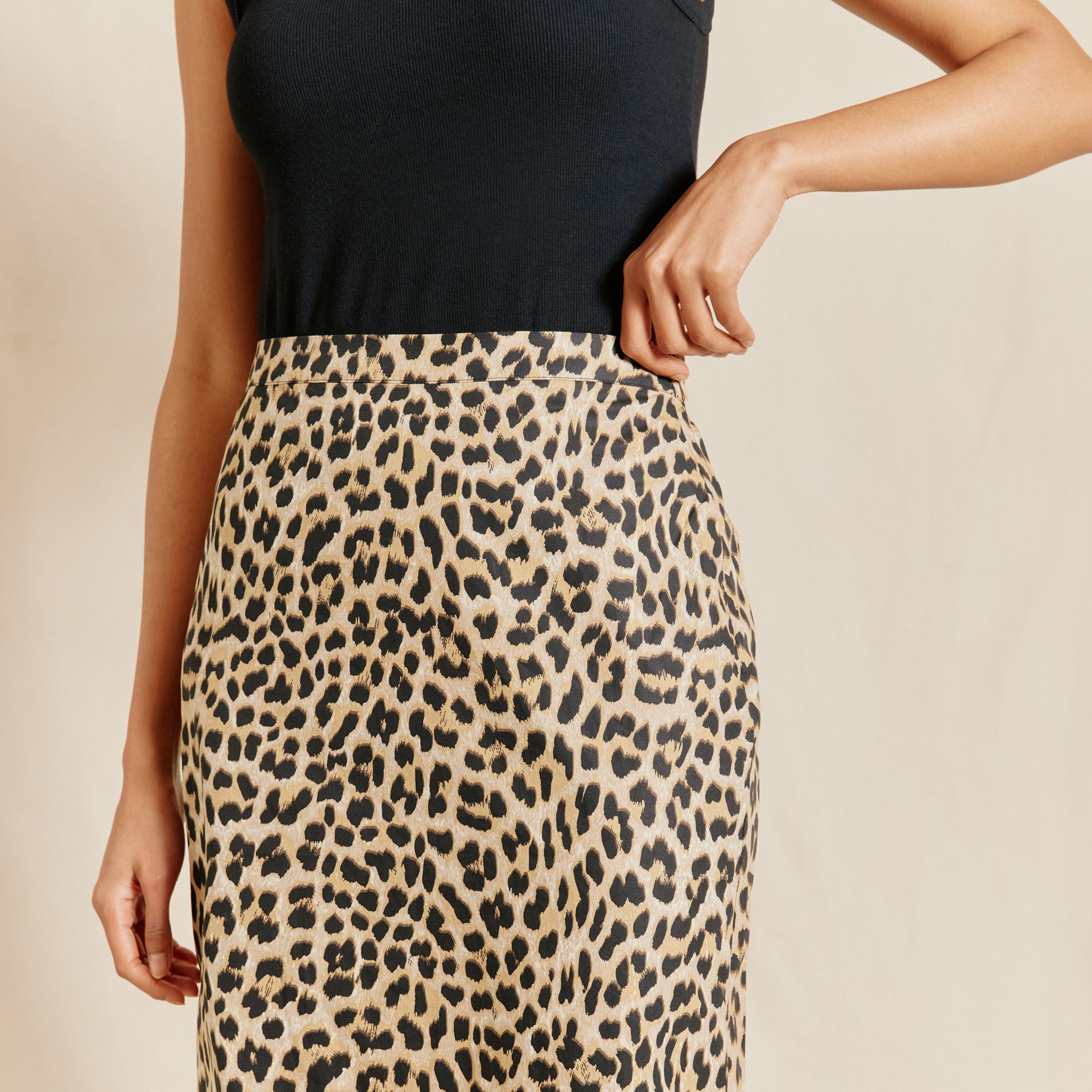 Animal Cotton Midi Skirt