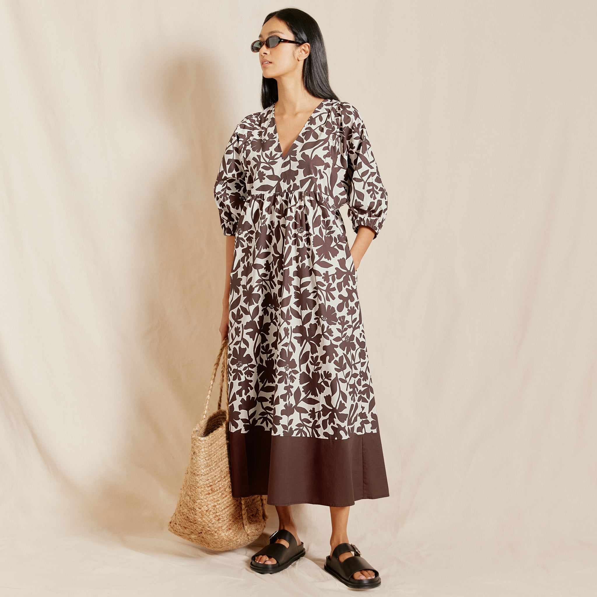 Re-Loved Cut Out Floral V Neck Dress - Size 8