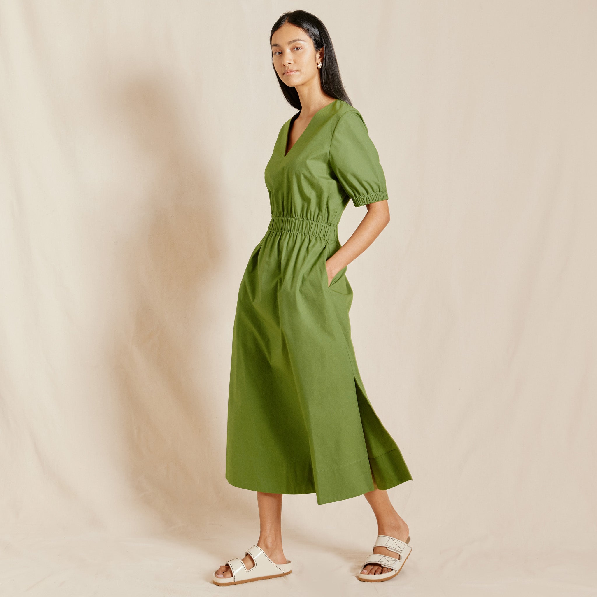 Re-Loved Waisted V Neck Cotton Dress - Size 10