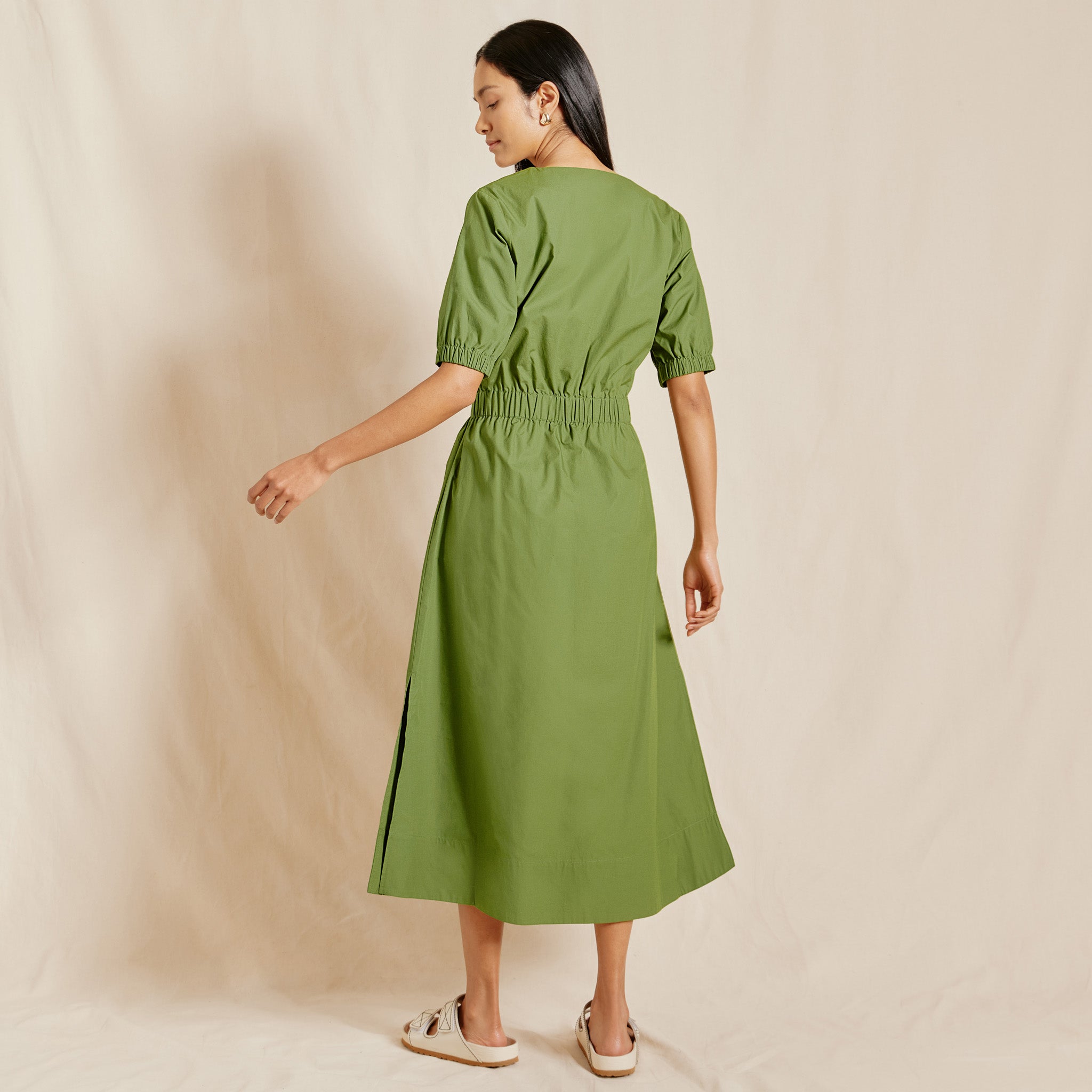 Re-Loved Waisted V Neck Cotton Dress - Size 10
