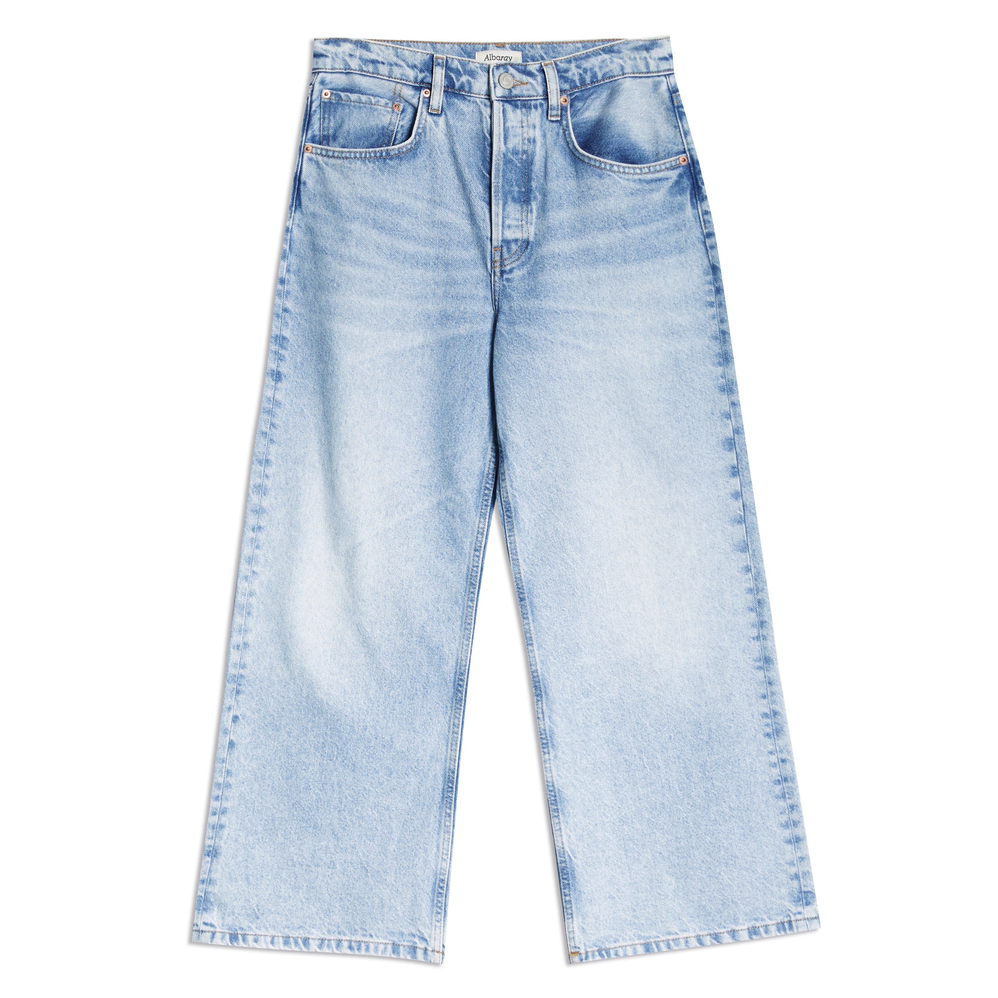 Light Wash Cropped Wide Leg Jeans