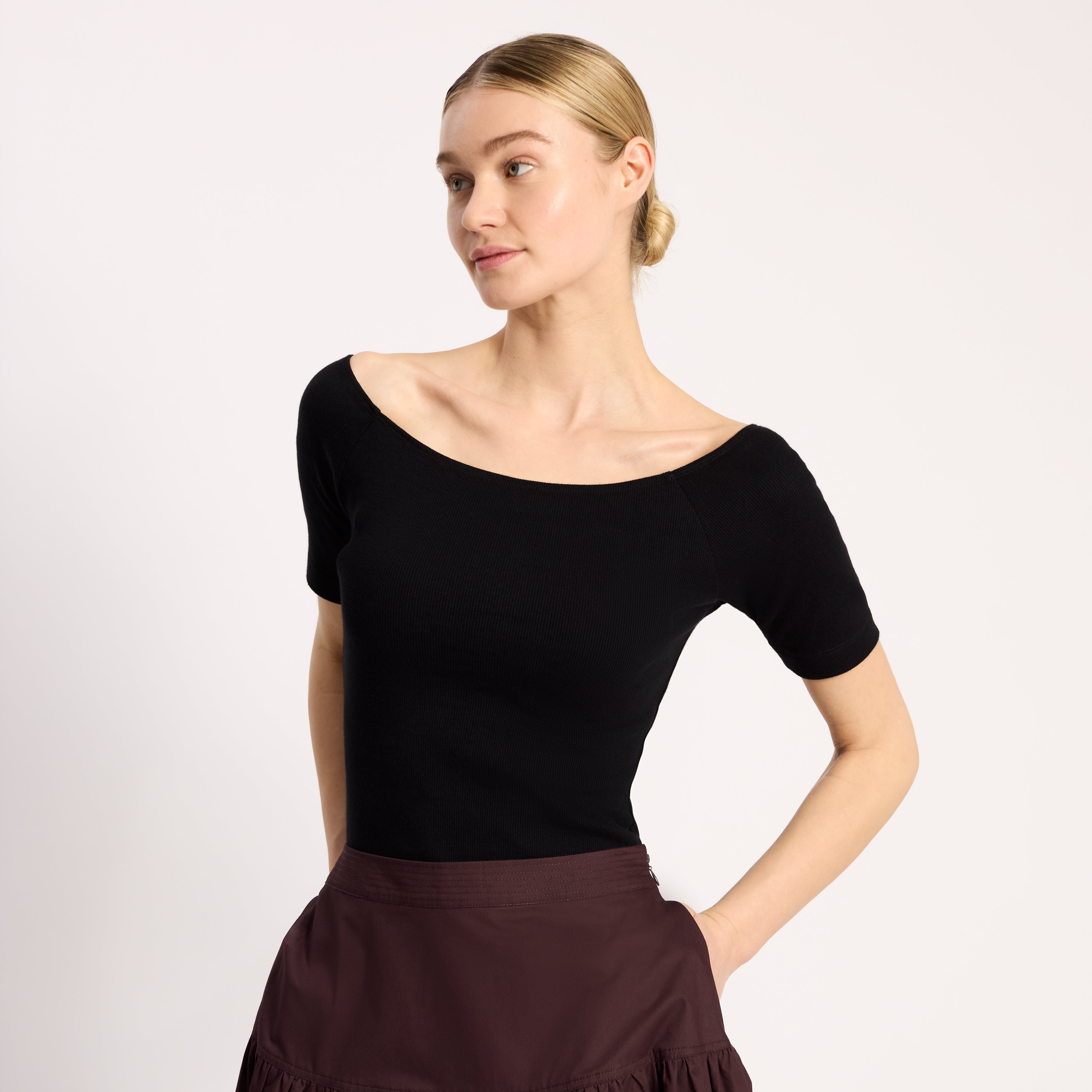 Black Bardot Top